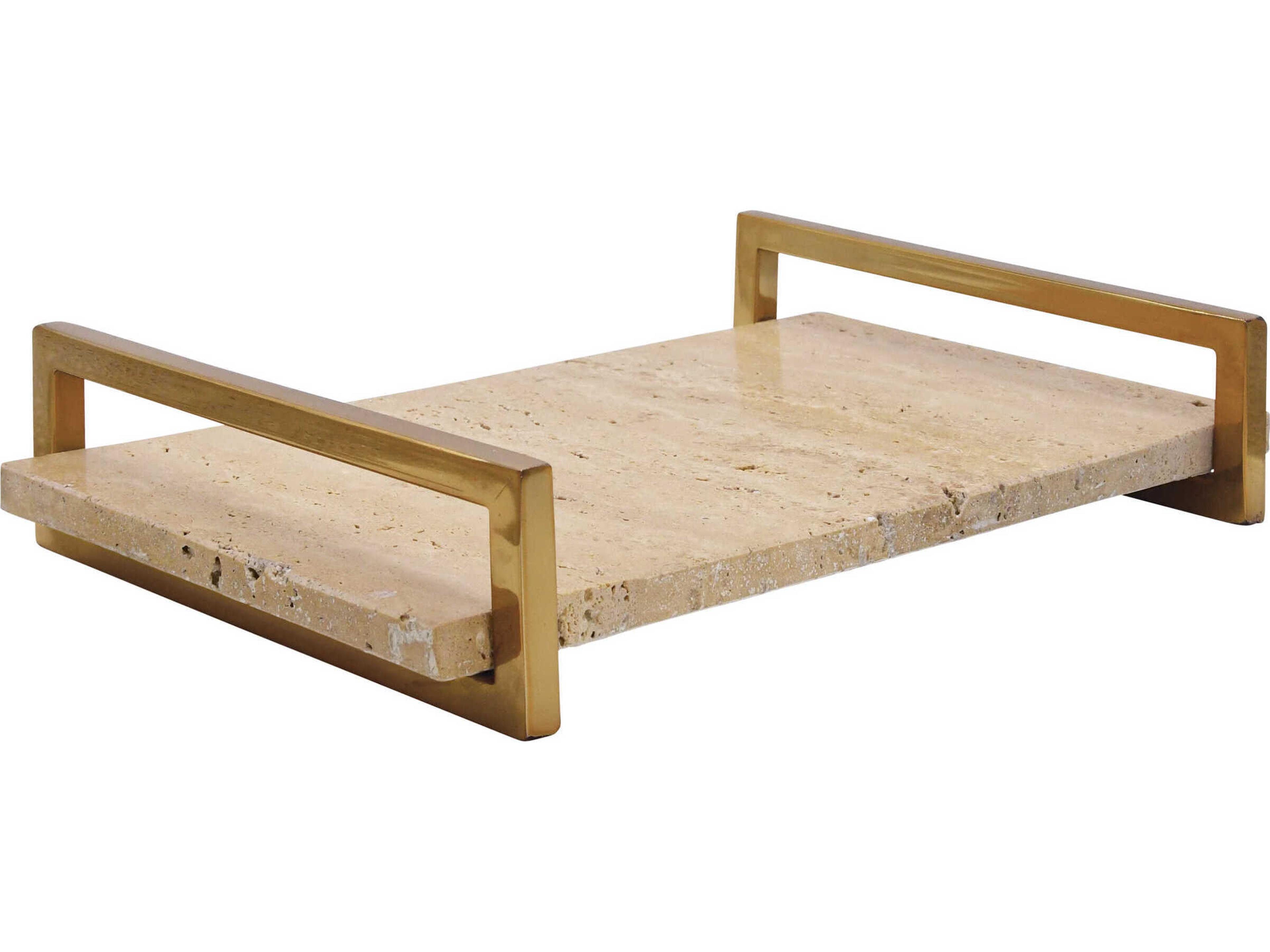 Worlds Away Natural Marble / Brass Serving Tray