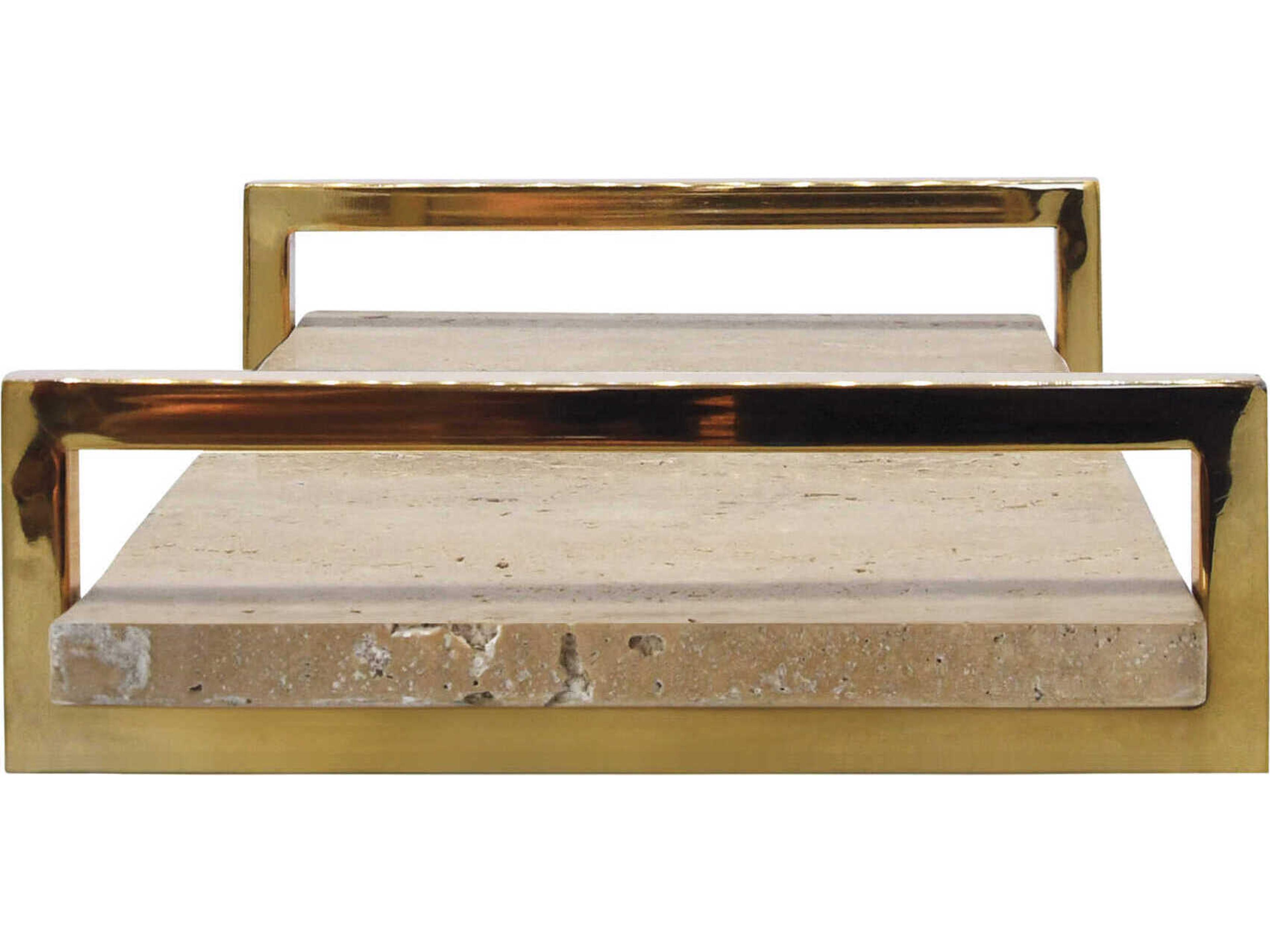 Worlds Away Natural Marble / Brass Serving Tray