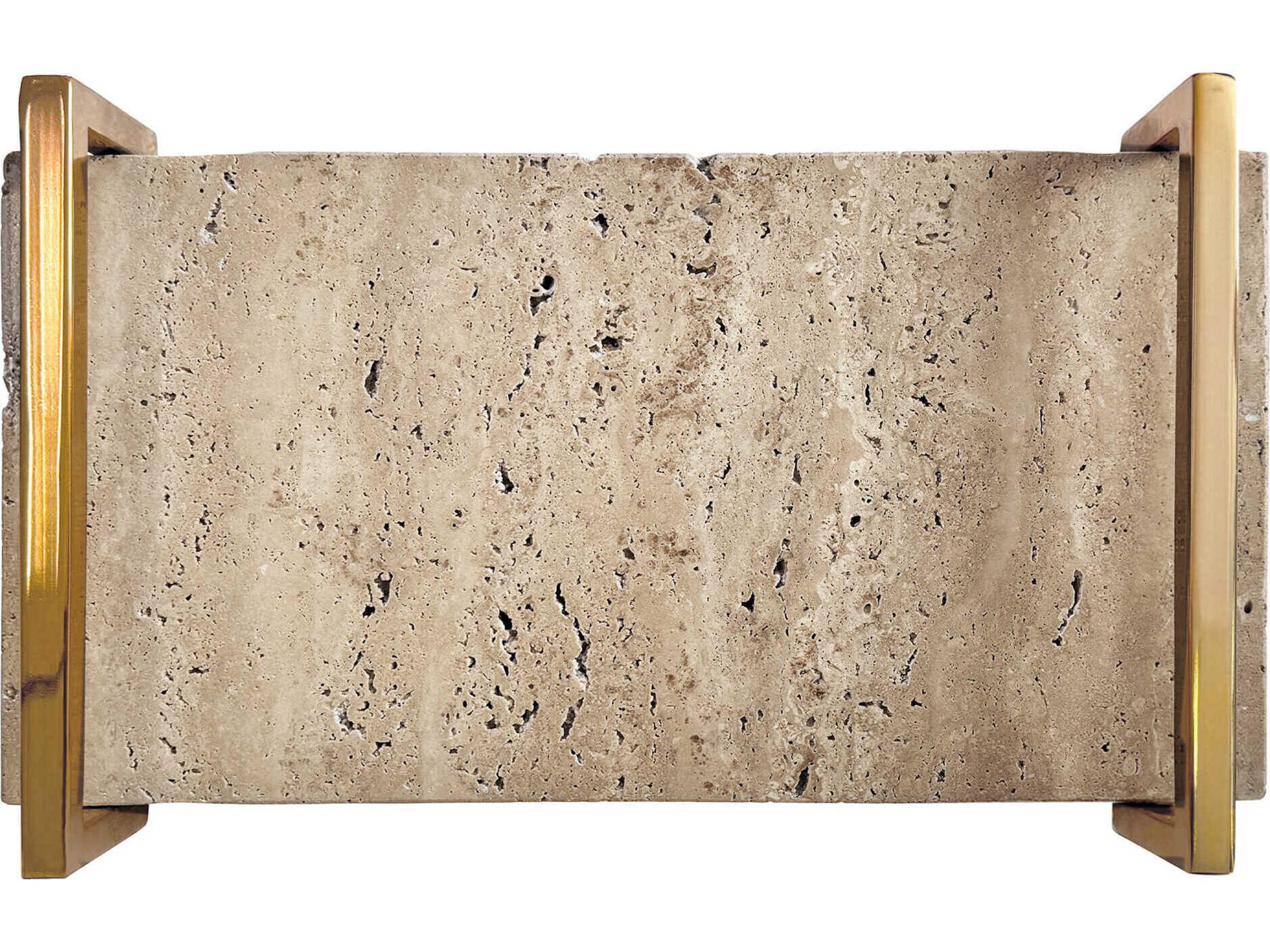 Worlds Away Natural Marble / Brass Serving Tray