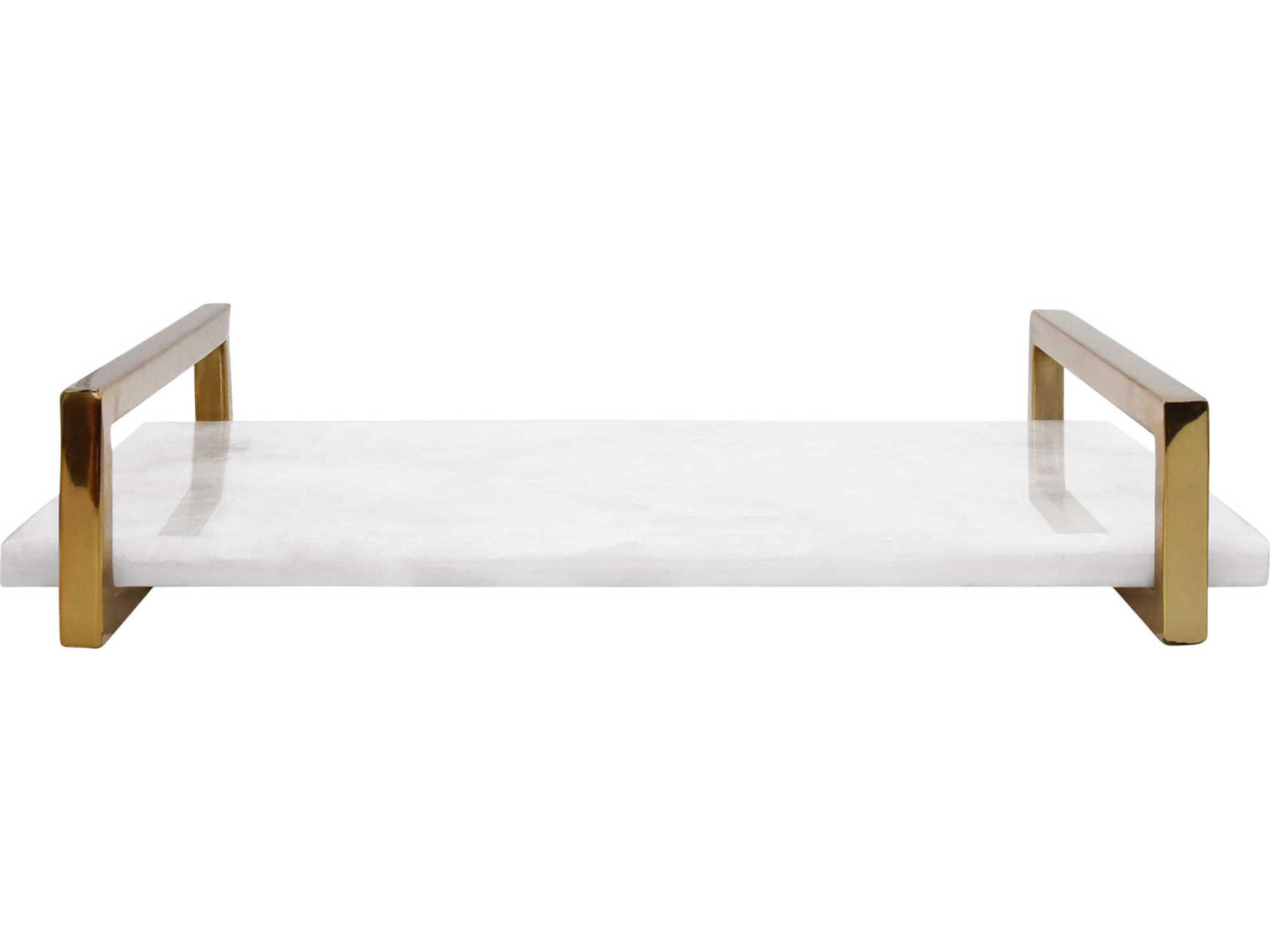 Worlds Away White Quartz / Brass Serving Tray