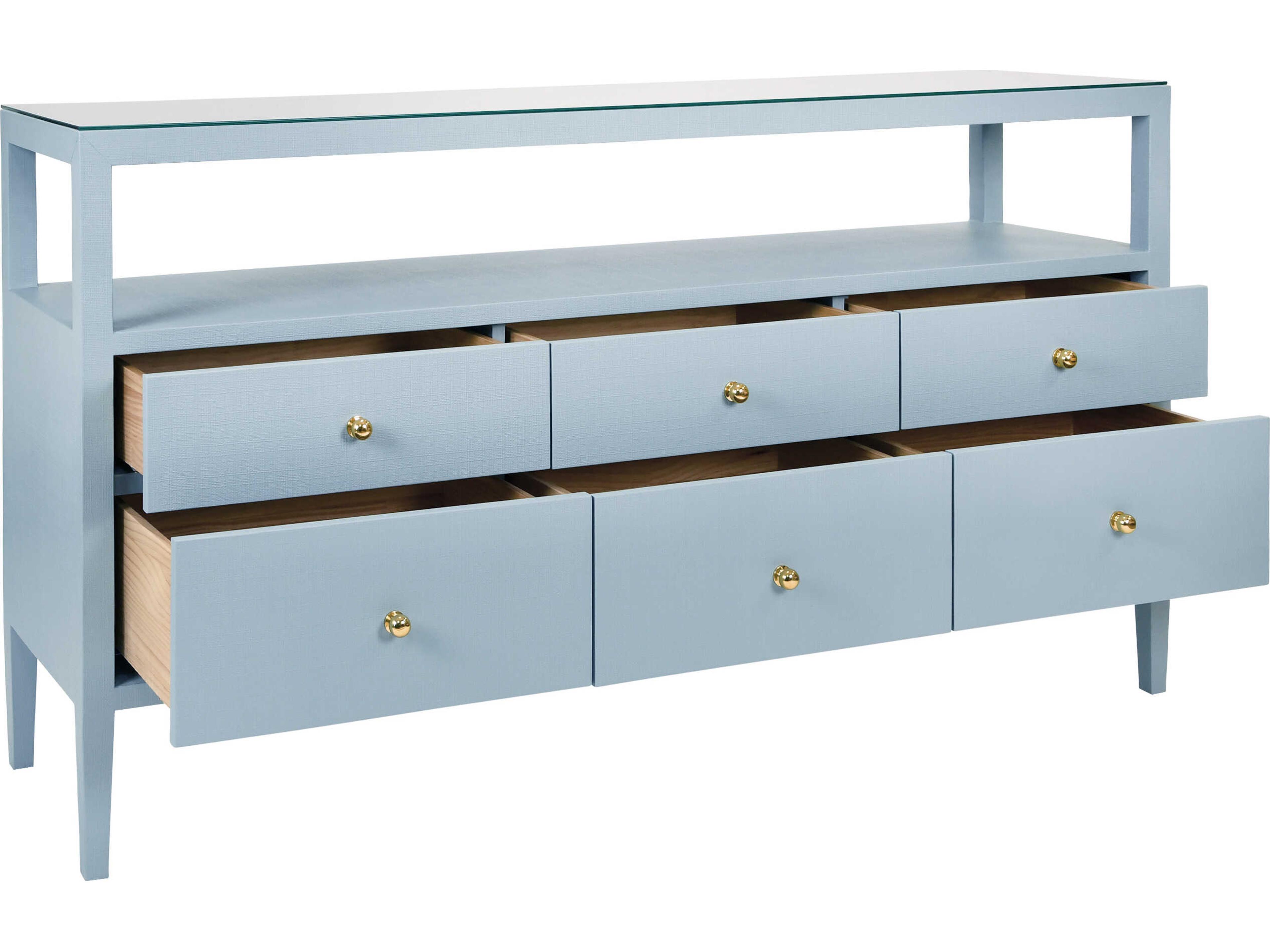 Worlds Away Jordan Rectangular Wood Blue Console Table