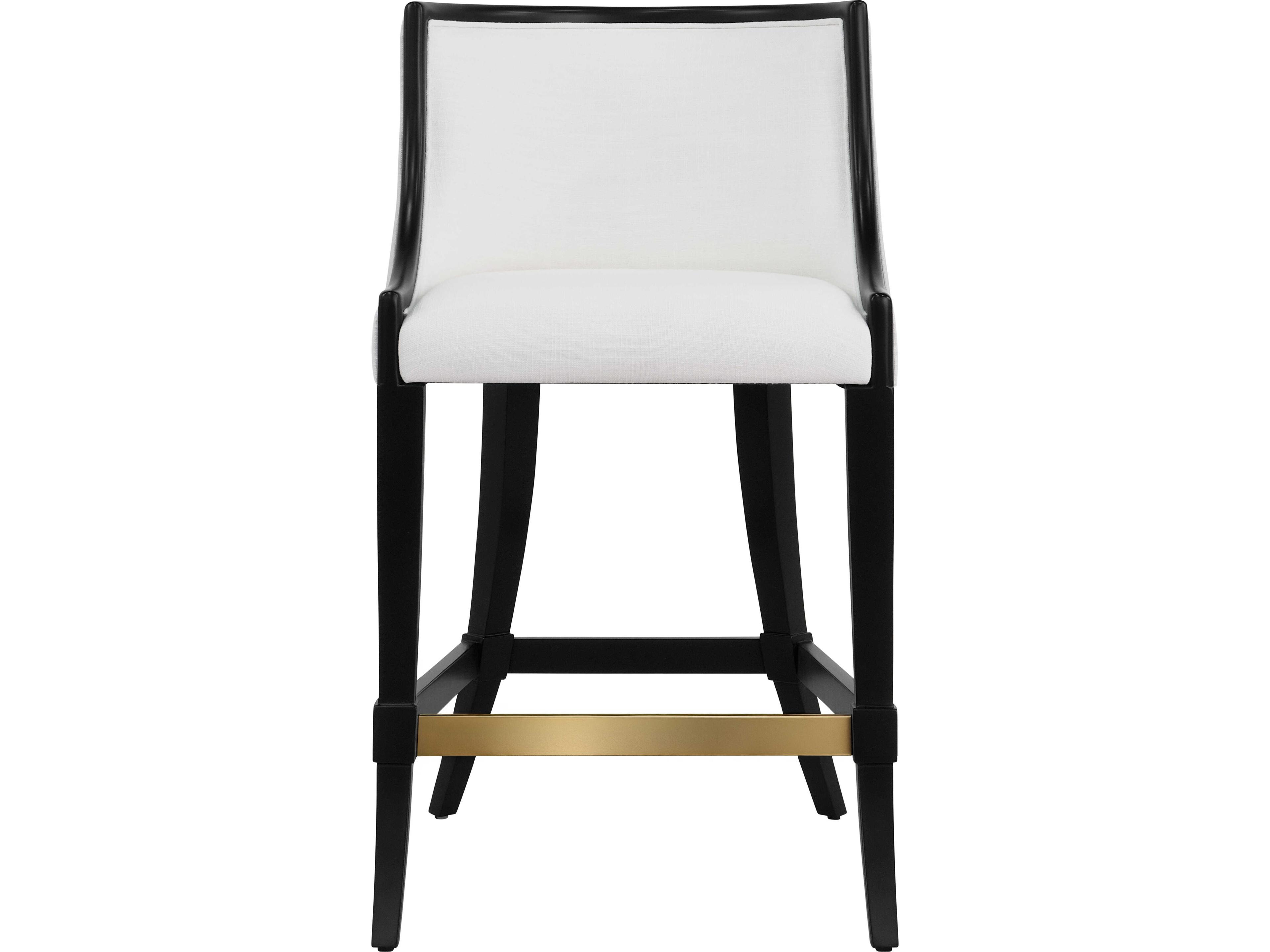 Worlds Away Keaton Black Upholstered Solid Wood Counter Stool