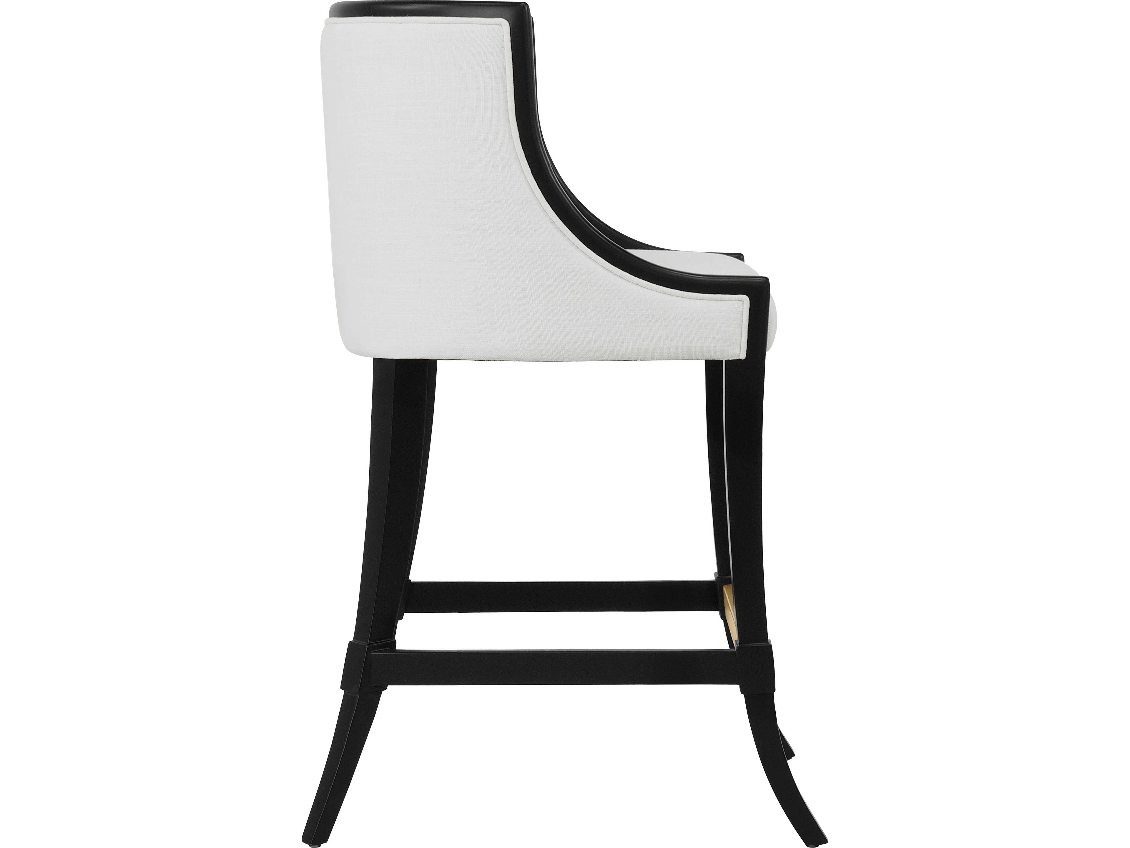 Worlds Away Keaton Black Upholstered Solid Wood Counter Stool