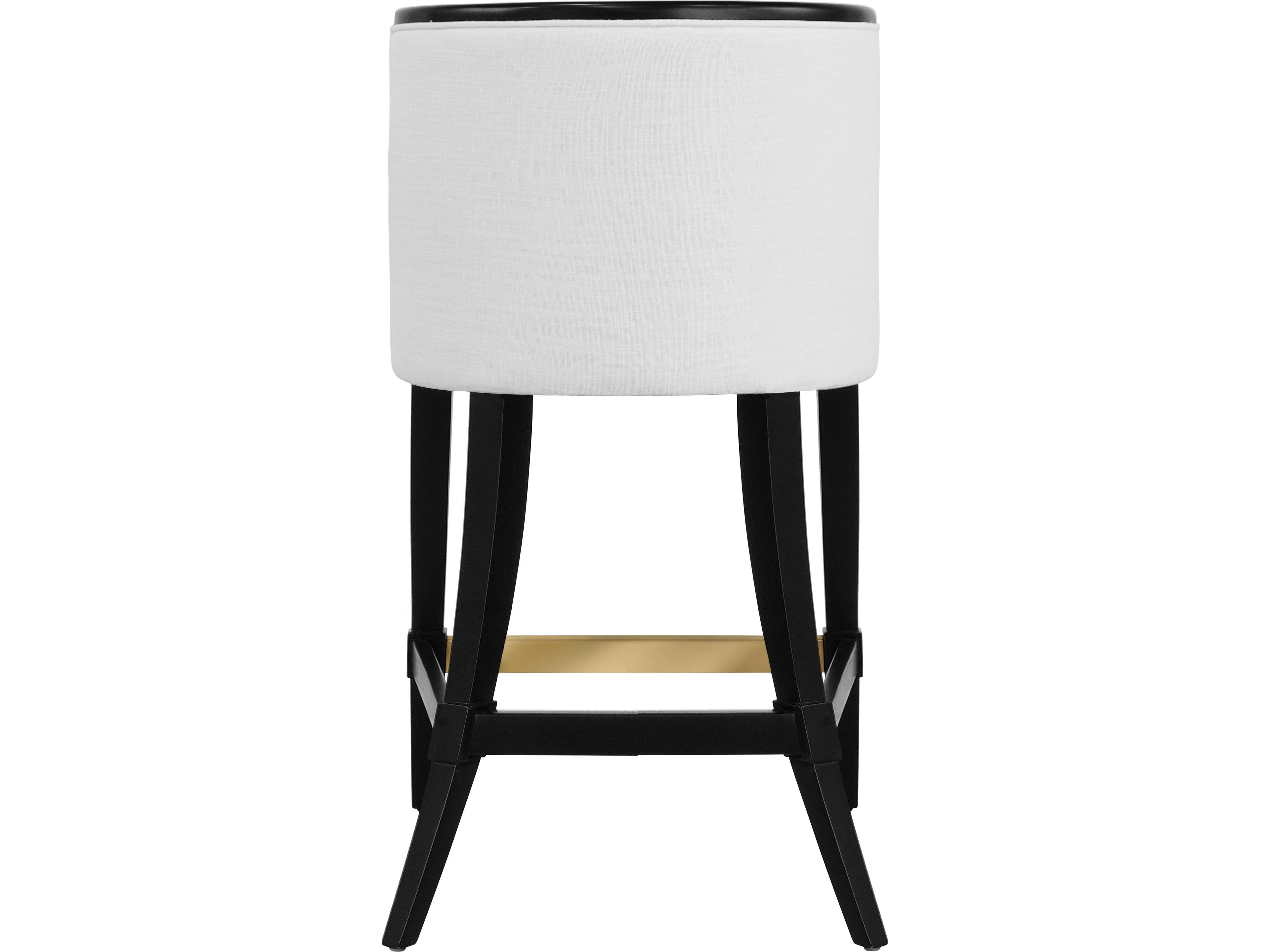 Worlds Away Keaton Black Upholstered Solid Wood Counter Stool