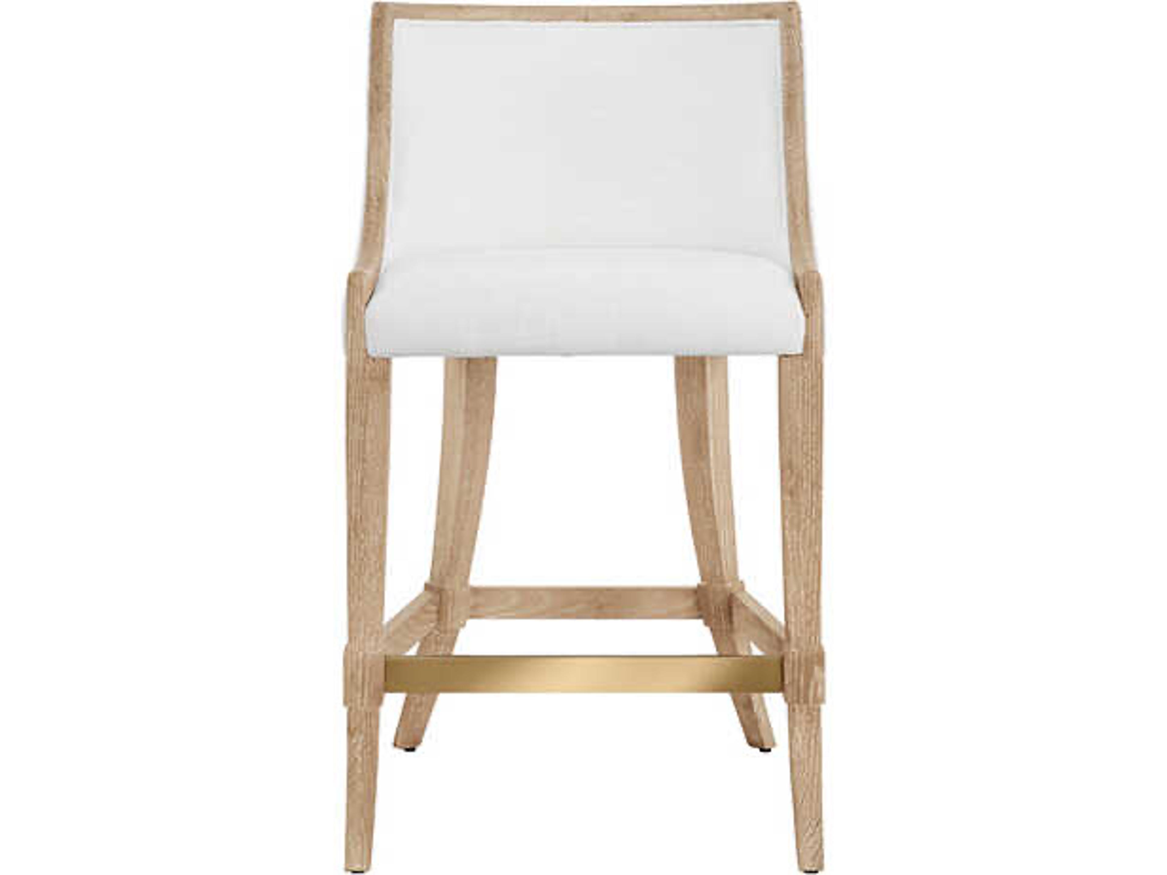 Worlds Away Keaton Brown Upholstered Oak Wood Counter Stool