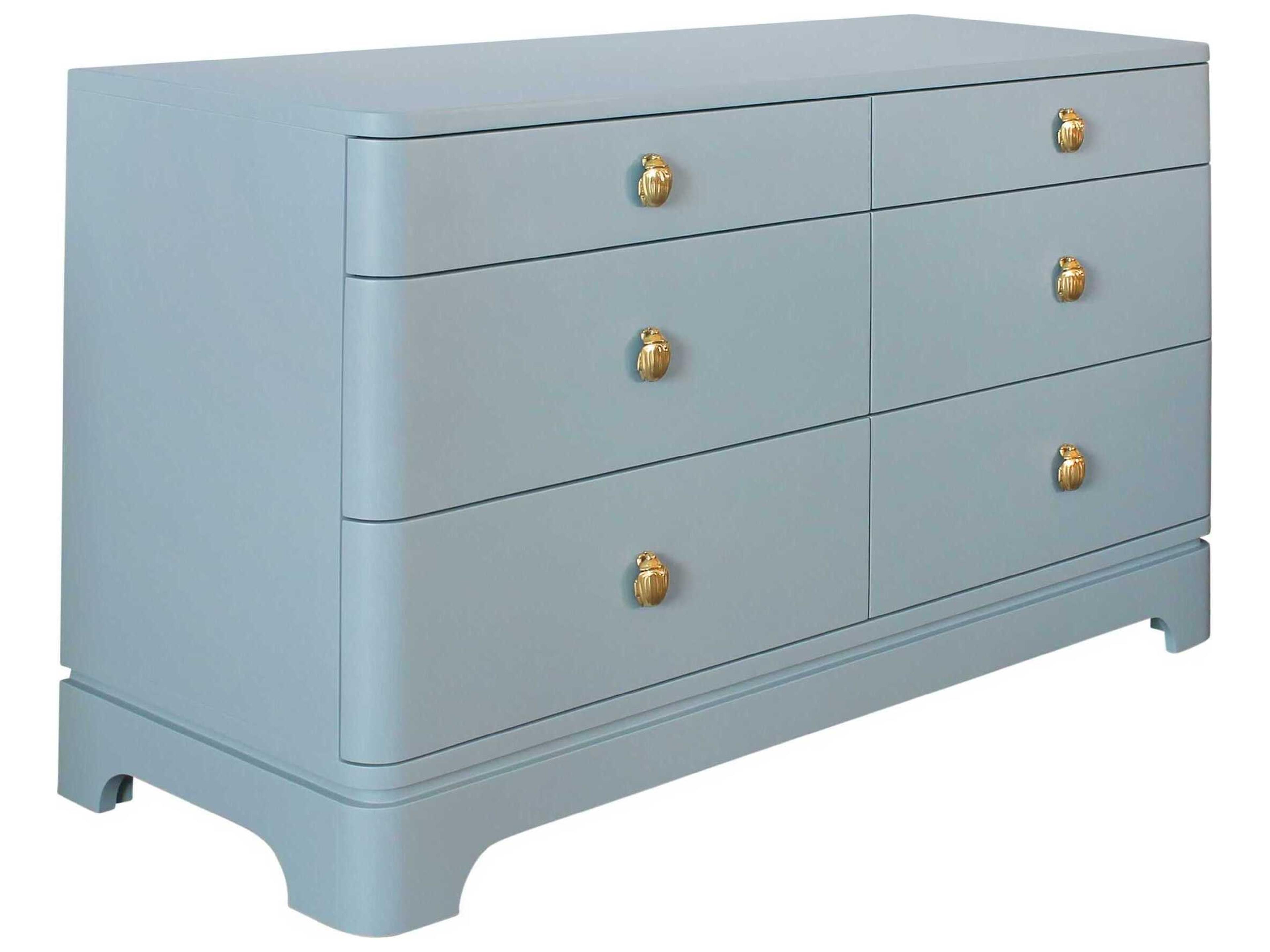 6-Drawers Blue Double Dresser