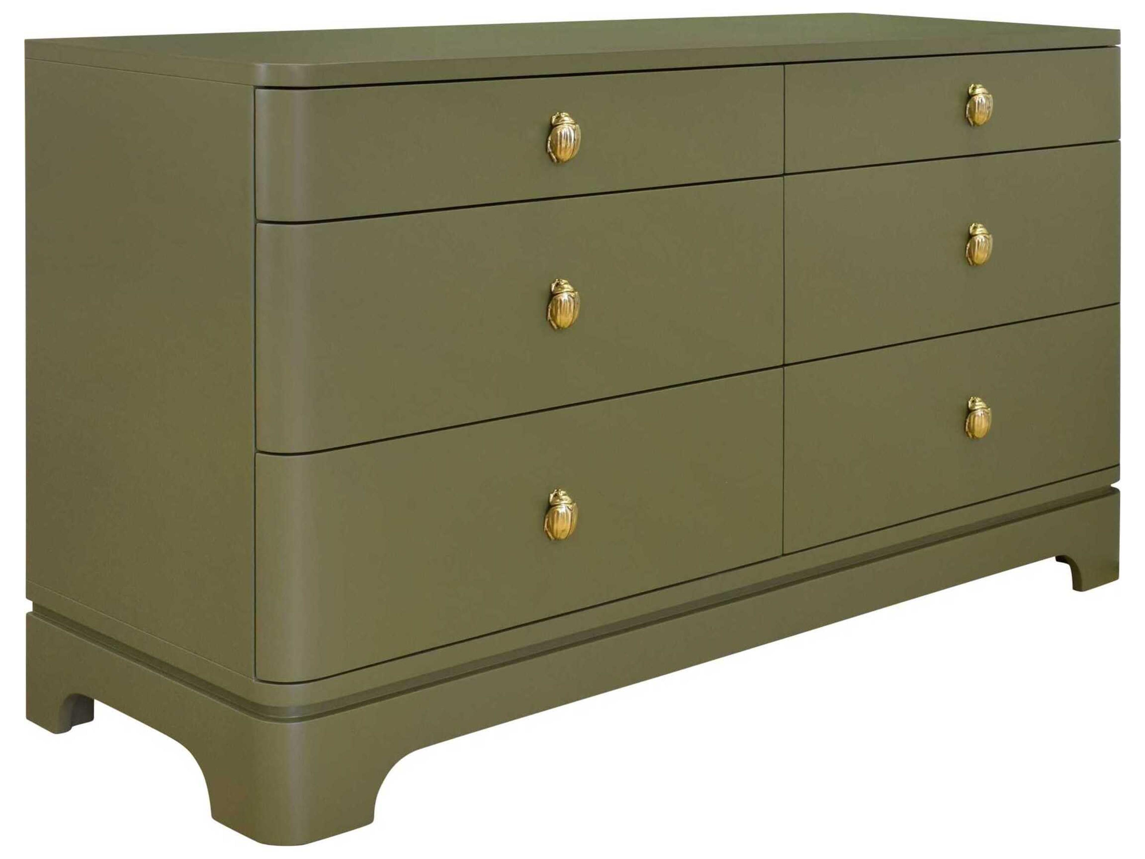 6-Drawers Green Double Dresser