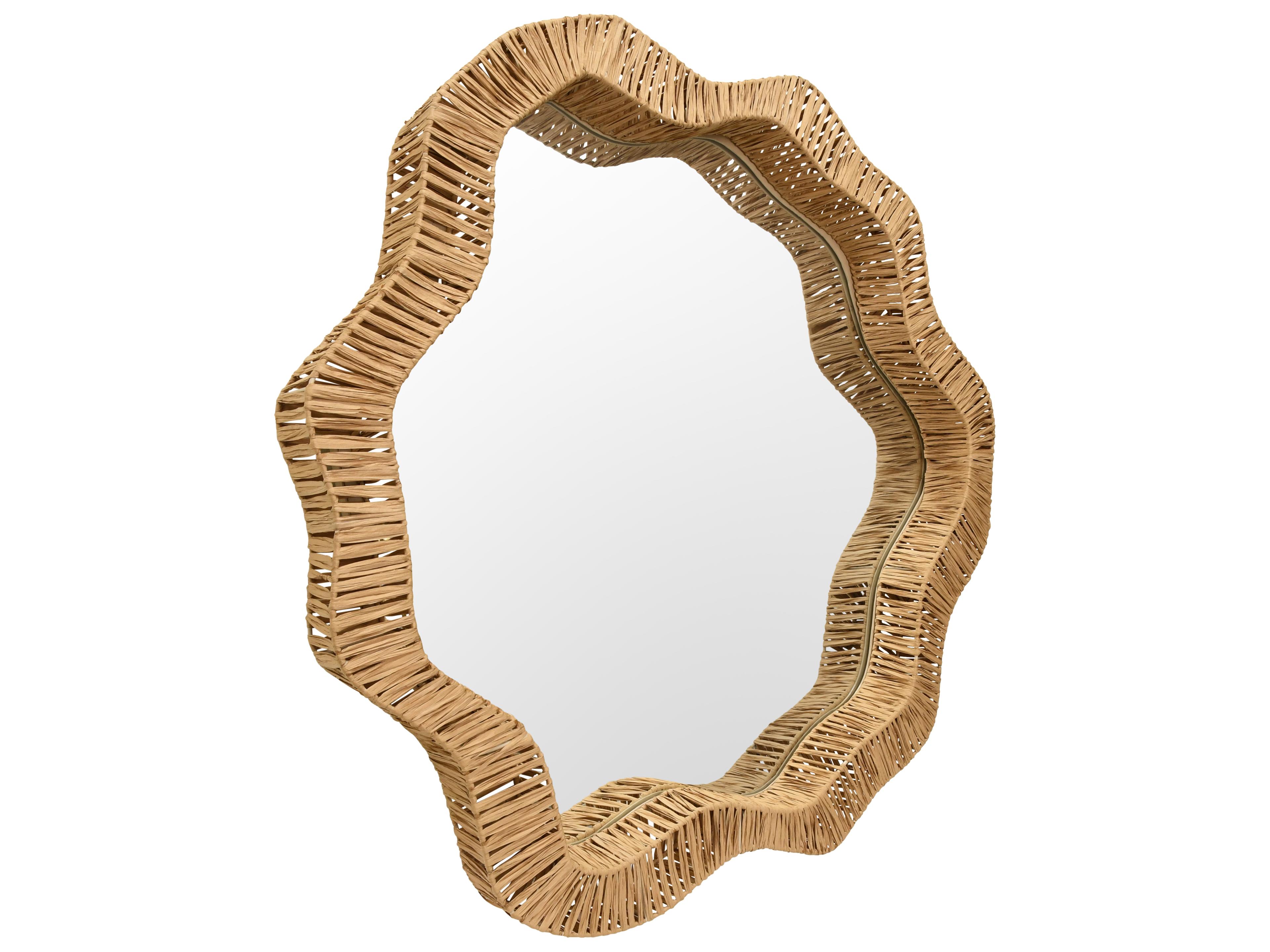 Worlds Away Natural Rattan Wall Mirror