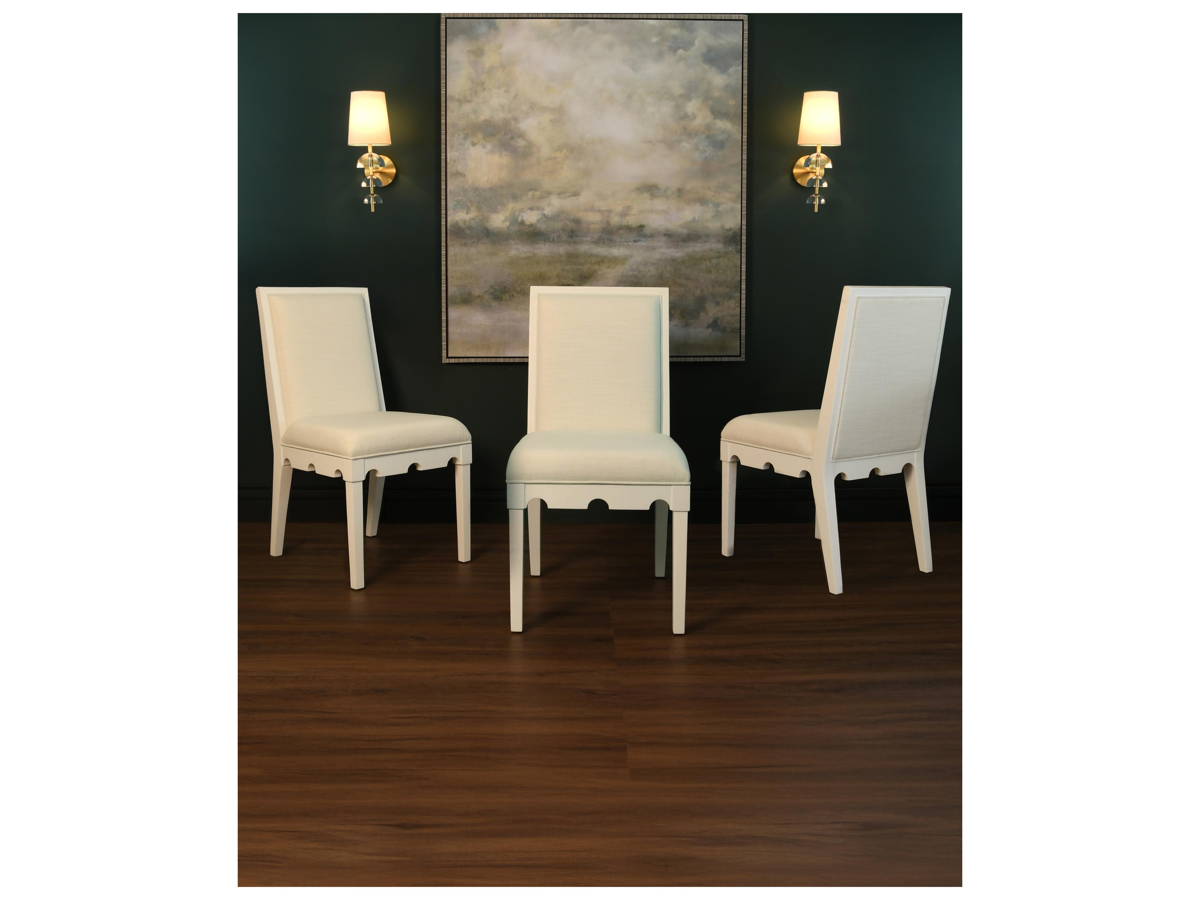 Worlds Away White Upholstered Armless Dining Chair