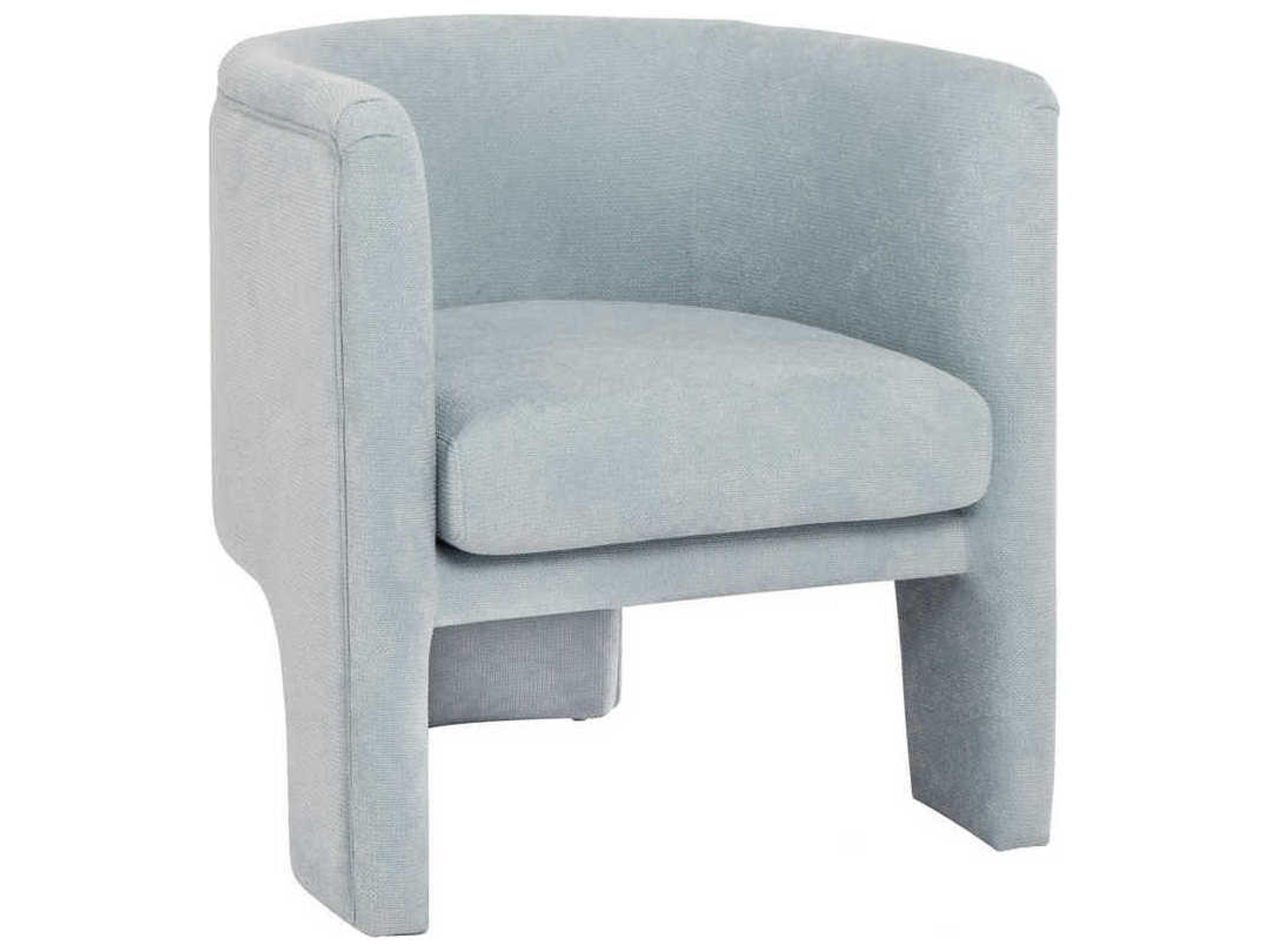 Worlds Away Barrel Light Blue Fabric Accent Chair