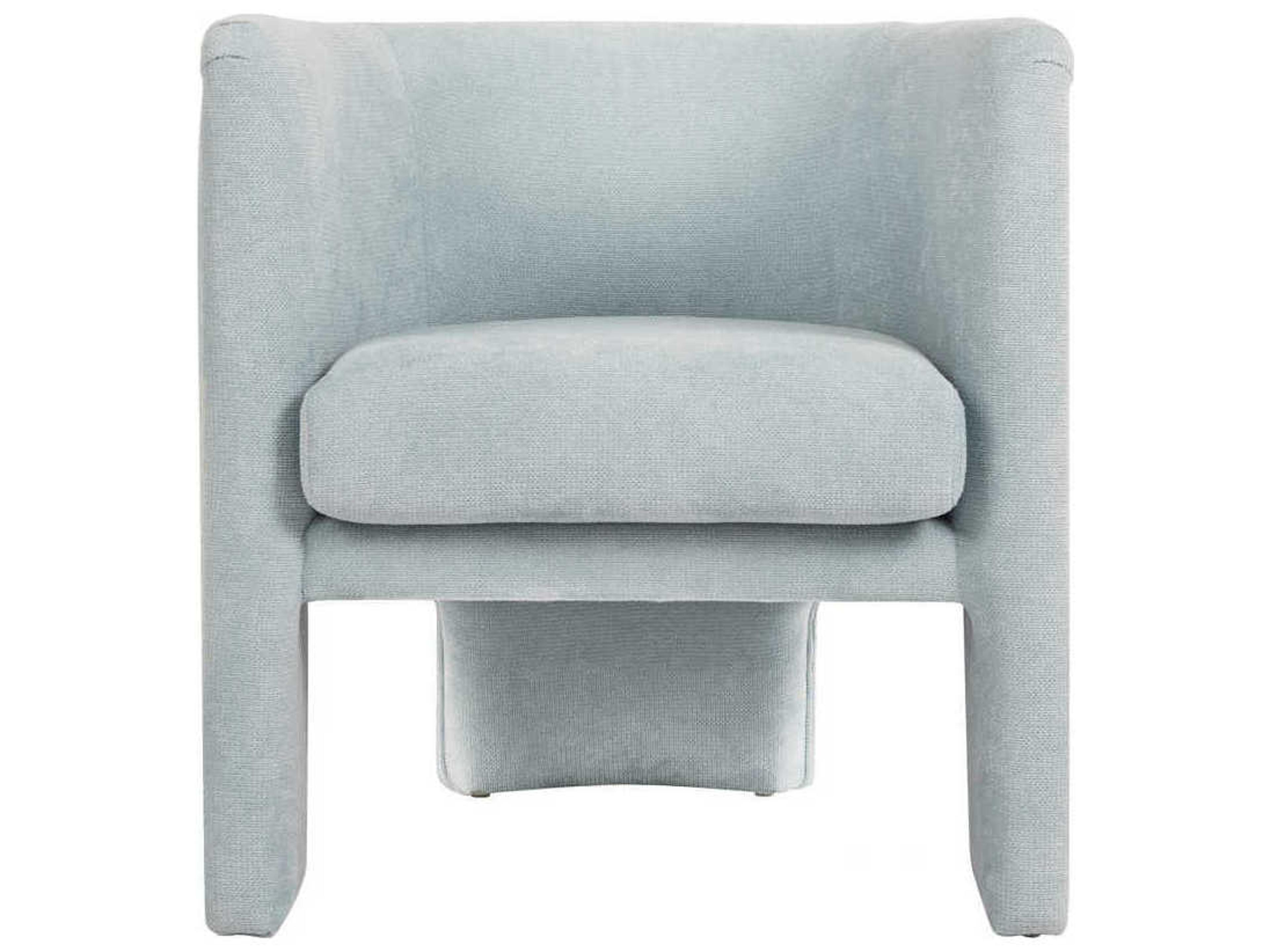 Worlds Away Barrel Light Blue Fabric Accent Chair