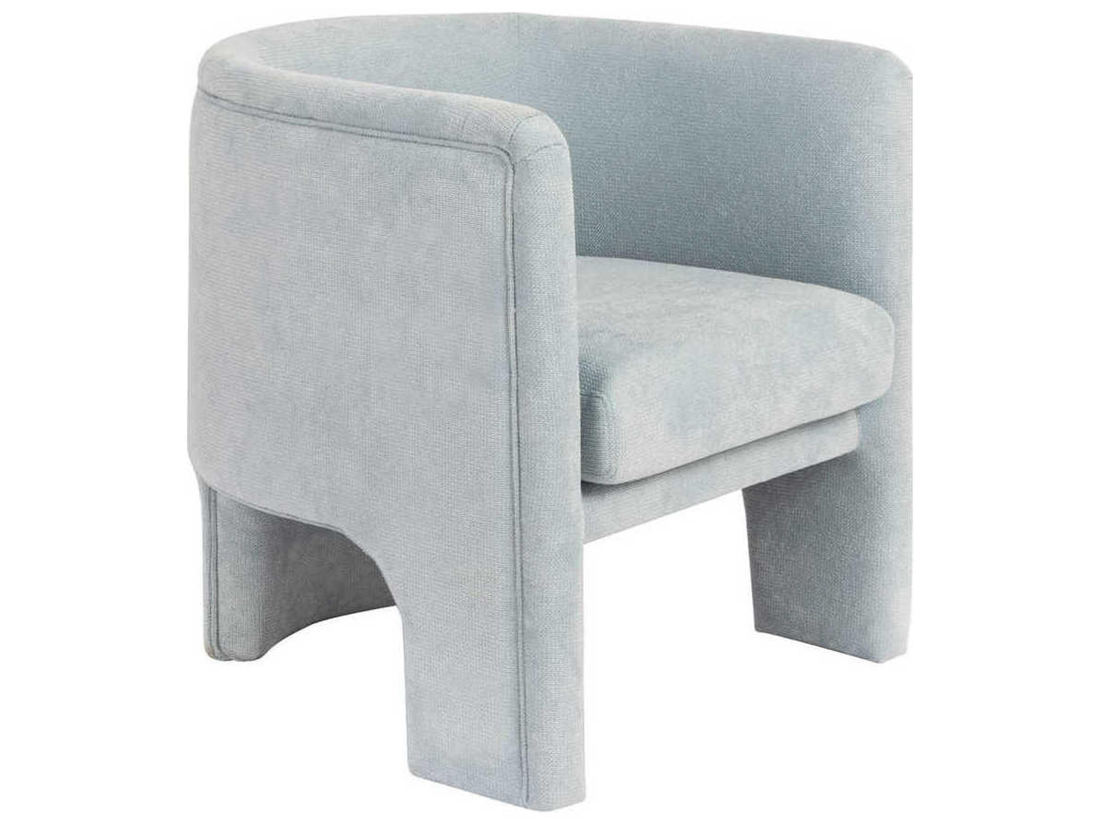 Worlds Away Barrel Light Blue Fabric Accent Chair