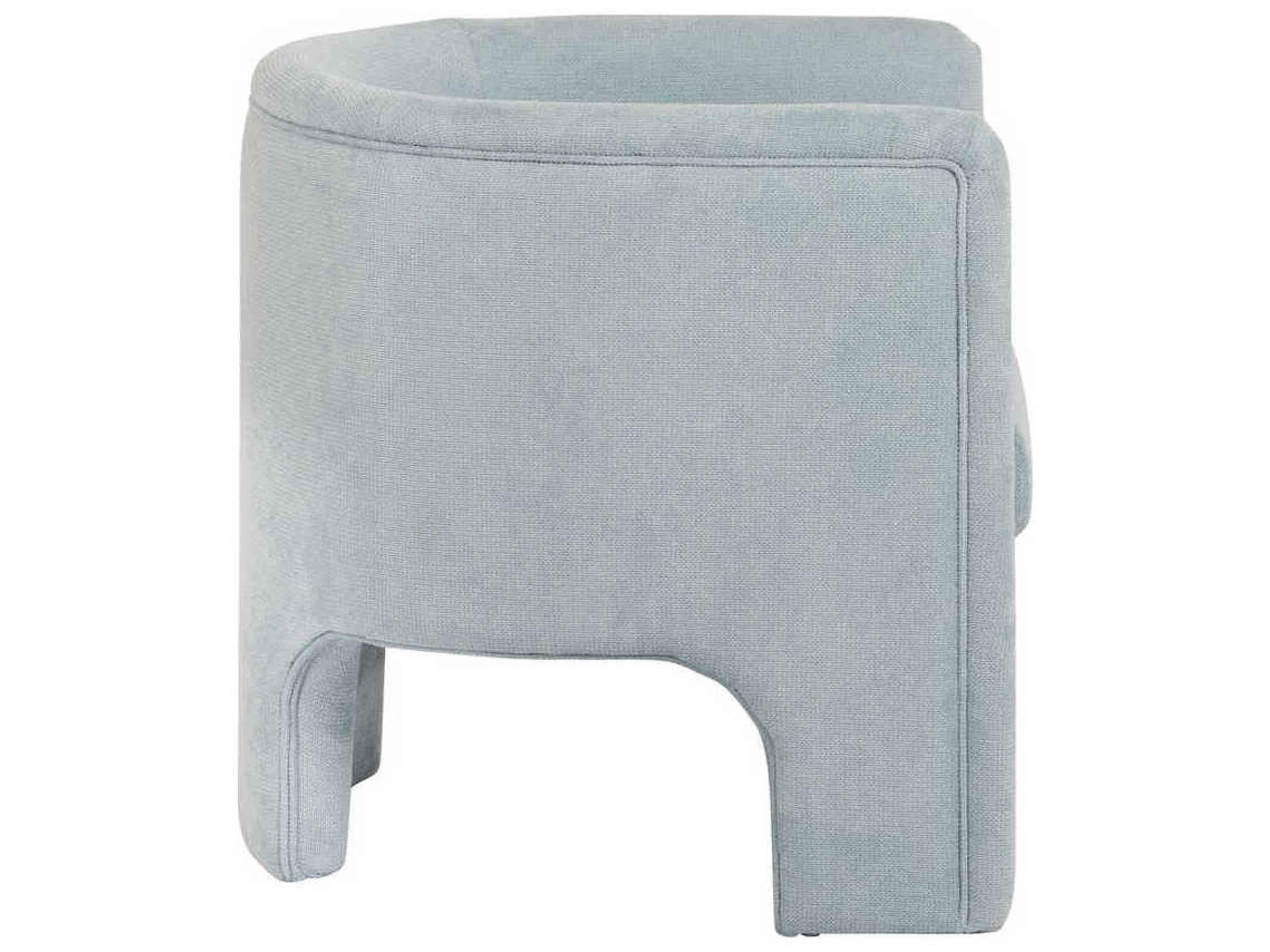 Worlds Away Barrel Light Blue Fabric Accent Chair