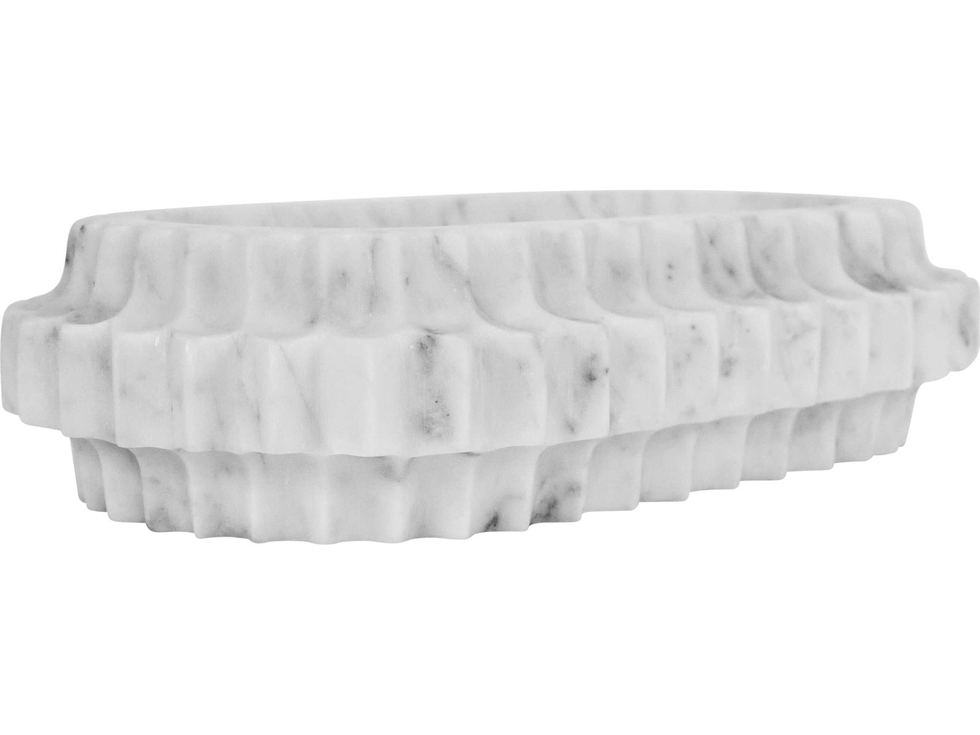 Lilibet Oval Marble Serving Tray With Carved Edges