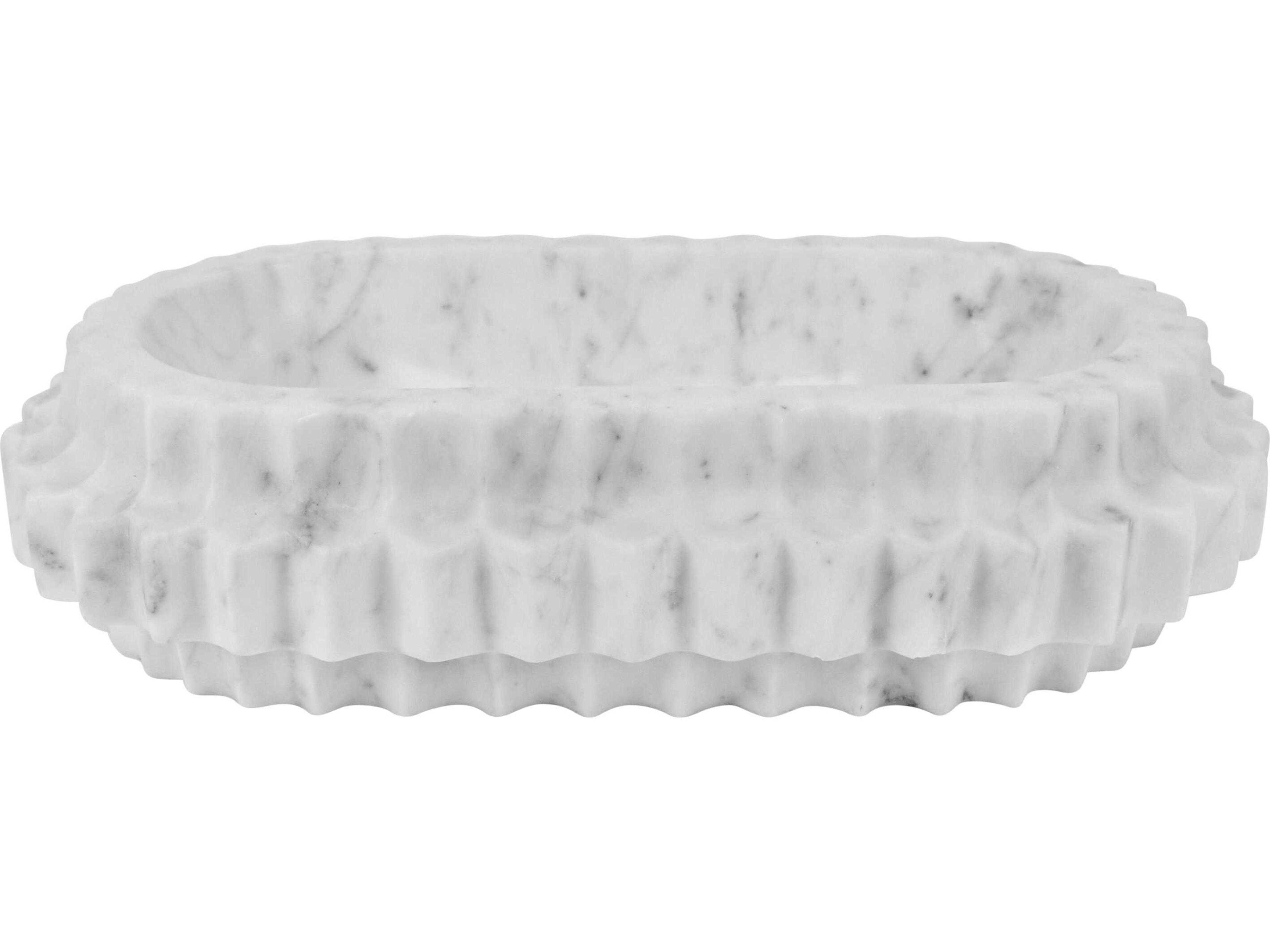 Worlds Away Lilibet Oval Marble Serving Tray With Carved Edges