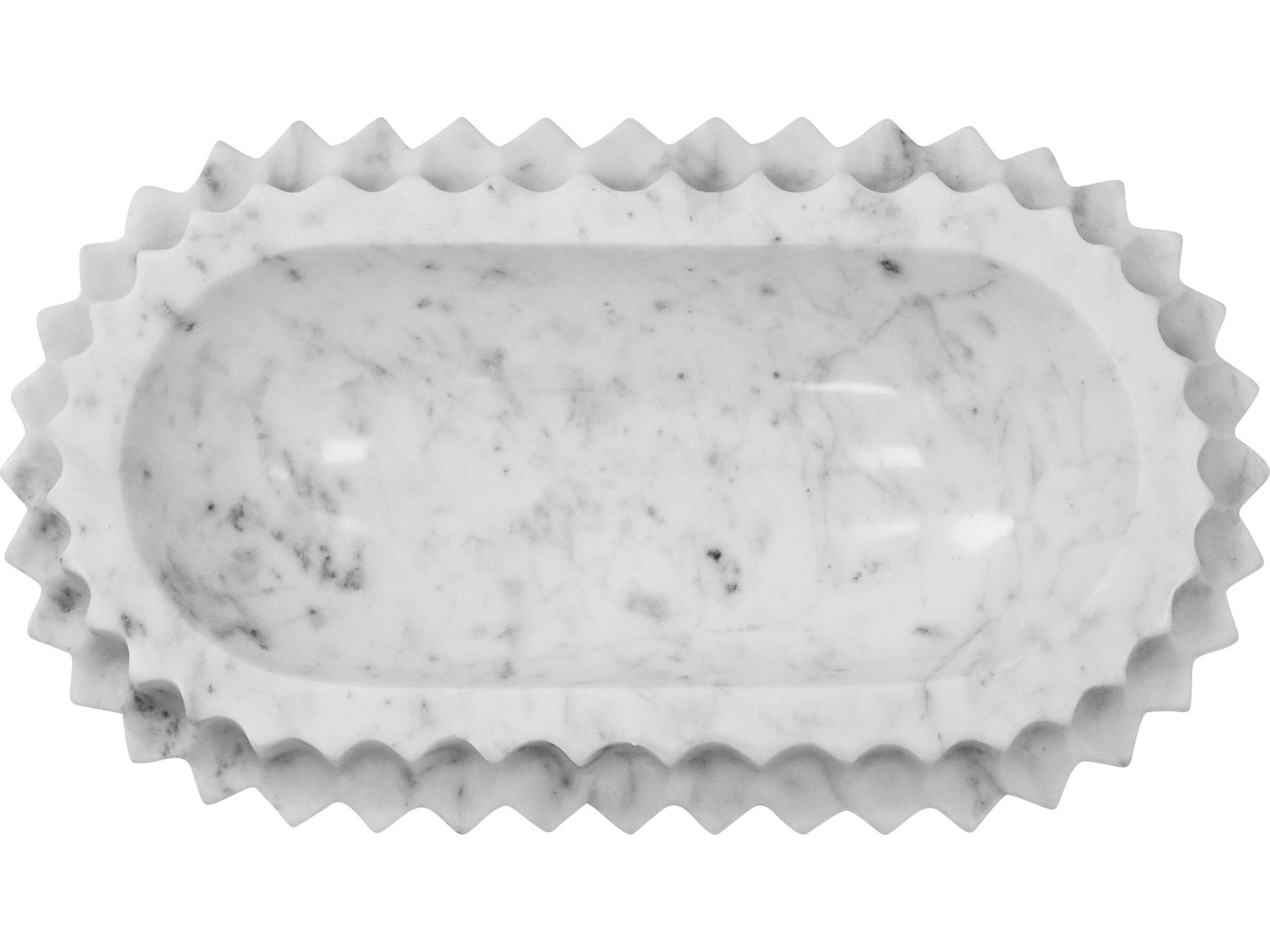 Worlds Away Lilibet Oval Marble Serving Tray With Carved Edges