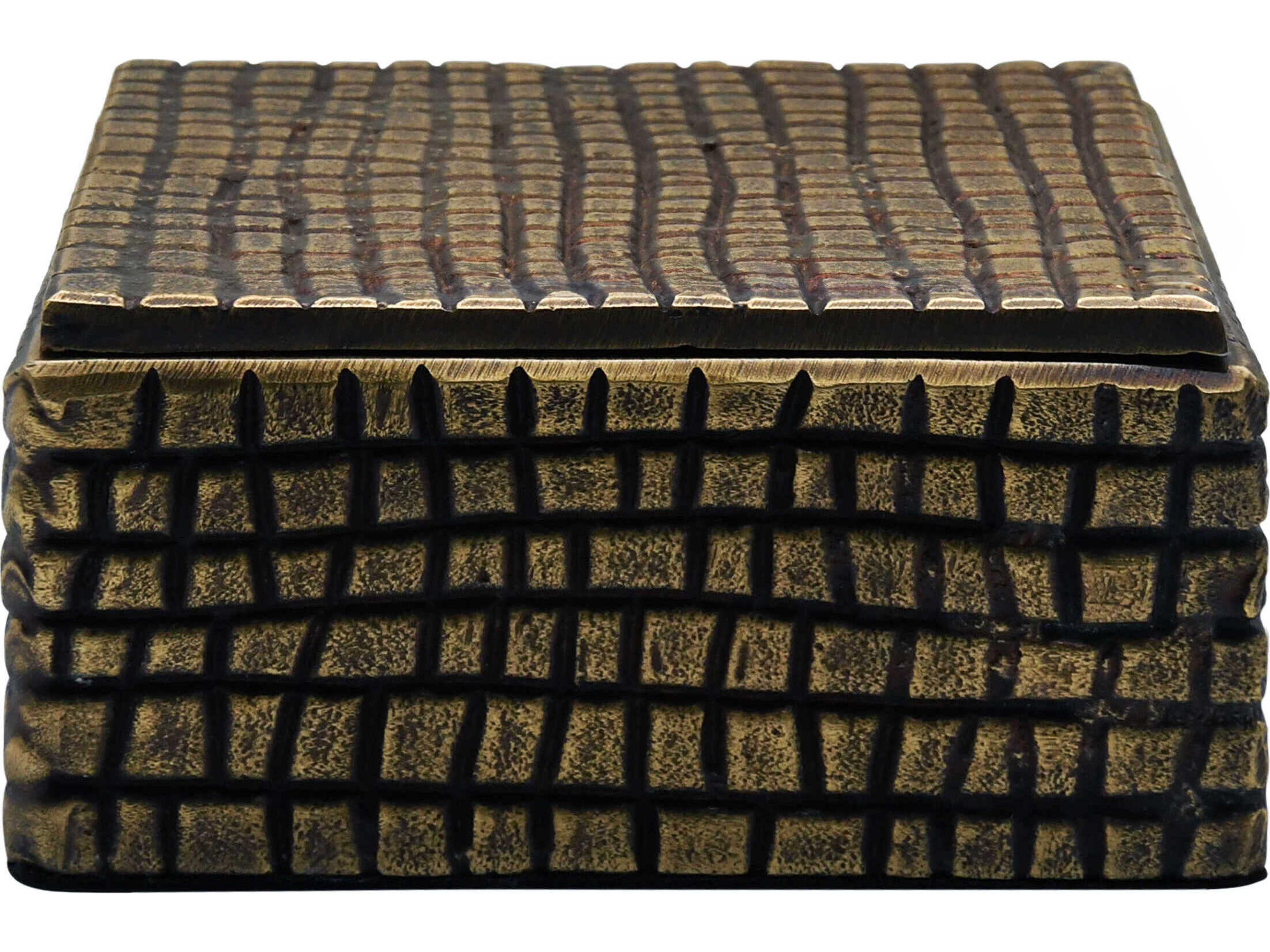 Worlds Away Reptile Texture Large Brass Aluminum Box