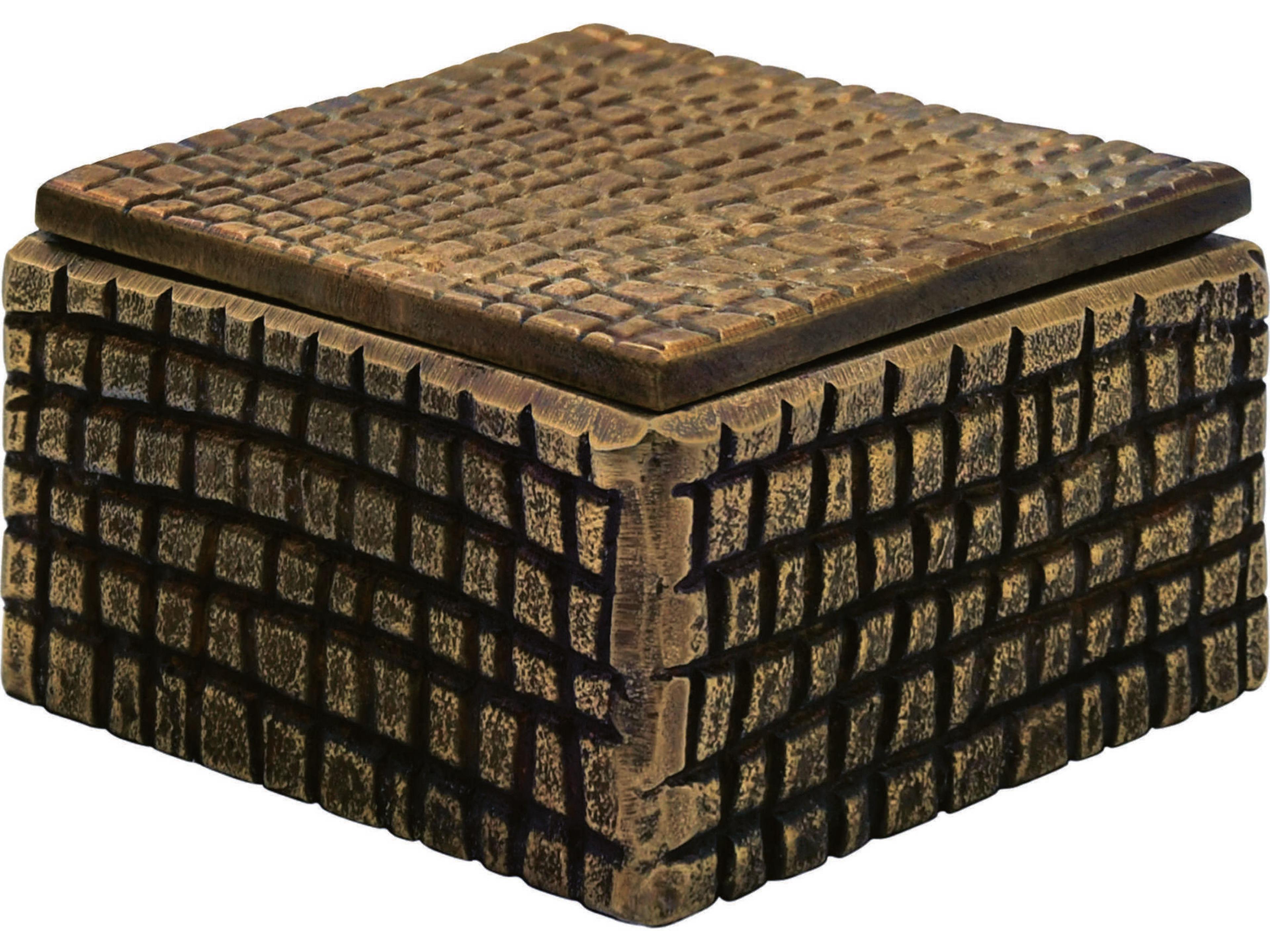 Worlds Away Reptile Texture Large Brass Aluminum Box