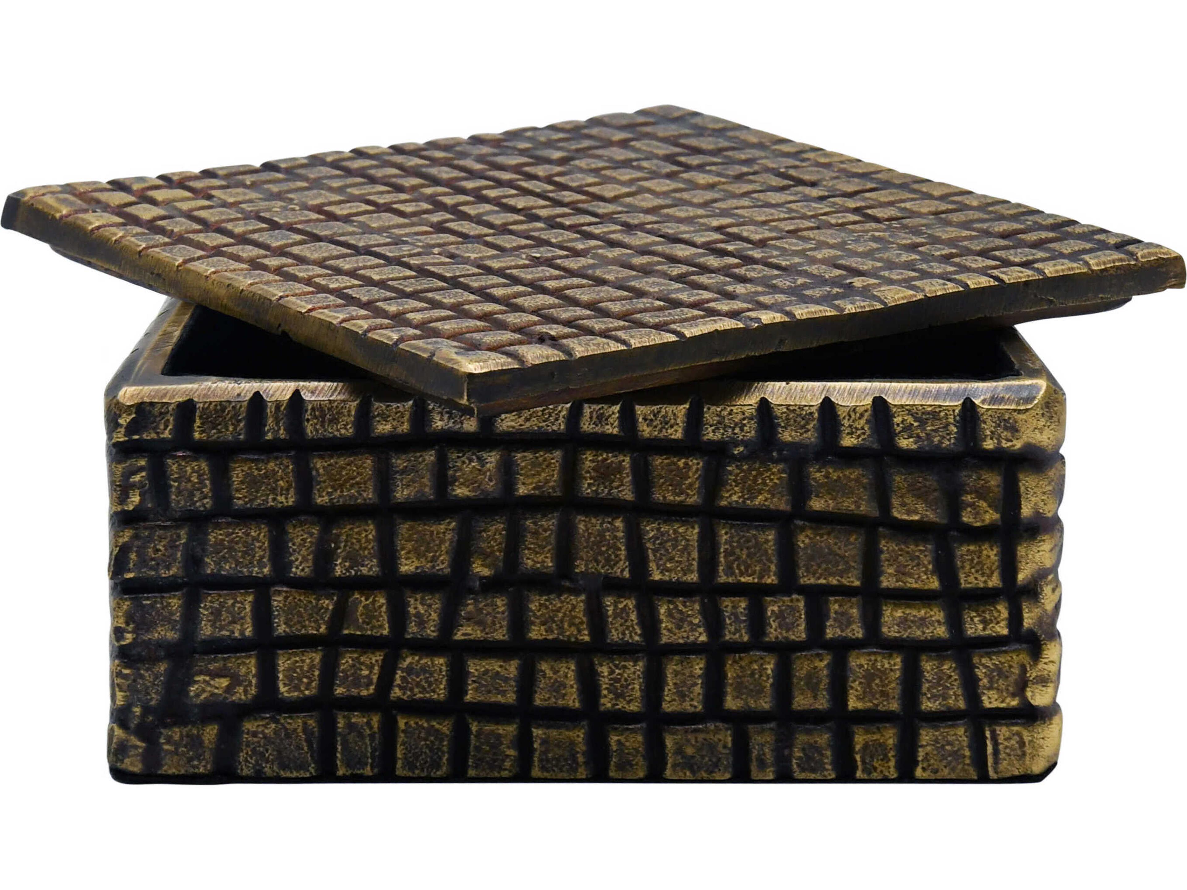Worlds Away Reptile Texture Large Brass Aluminum Box