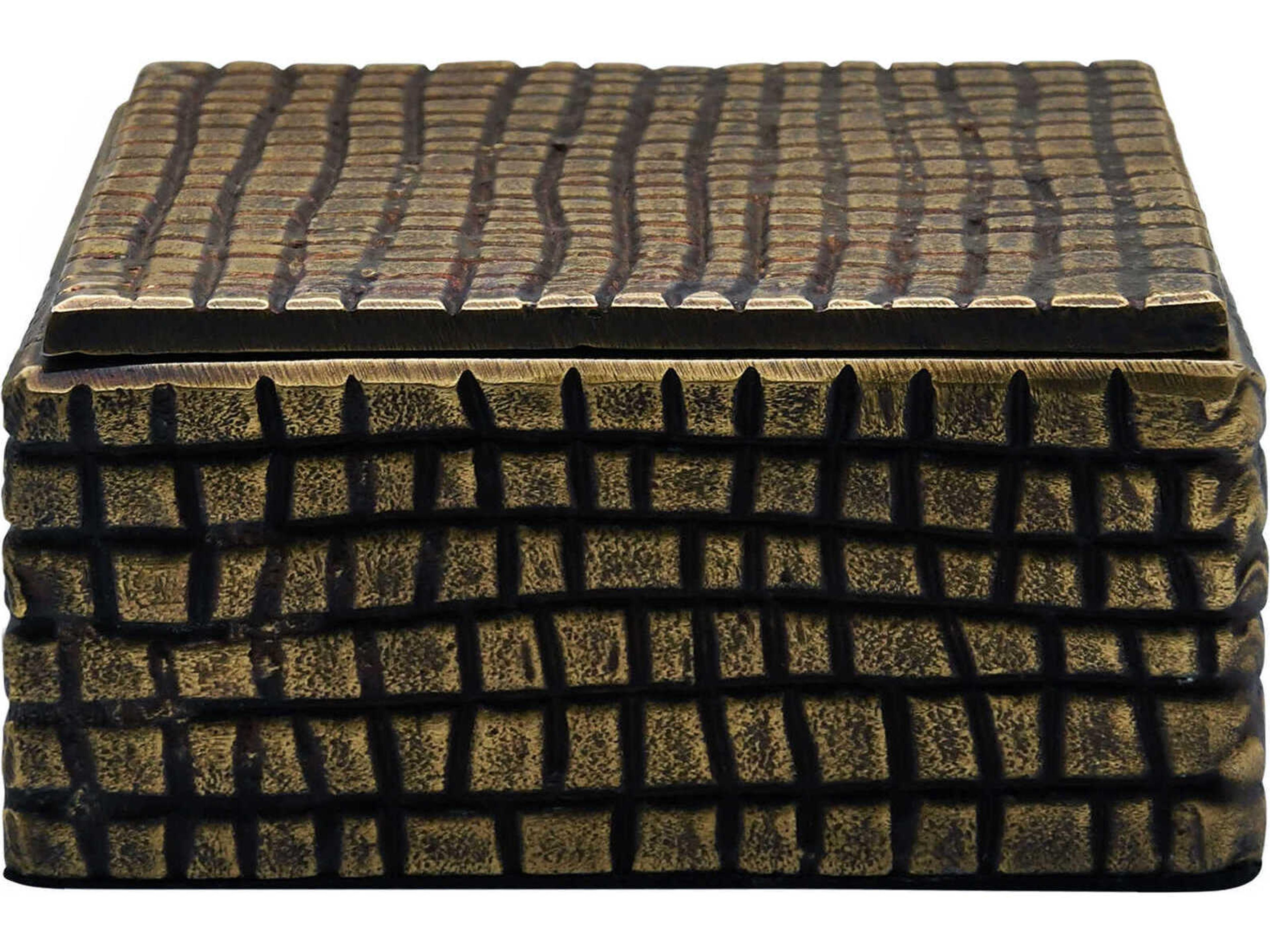Worlds Away Reptile Texture Small Brass Aluminum Box