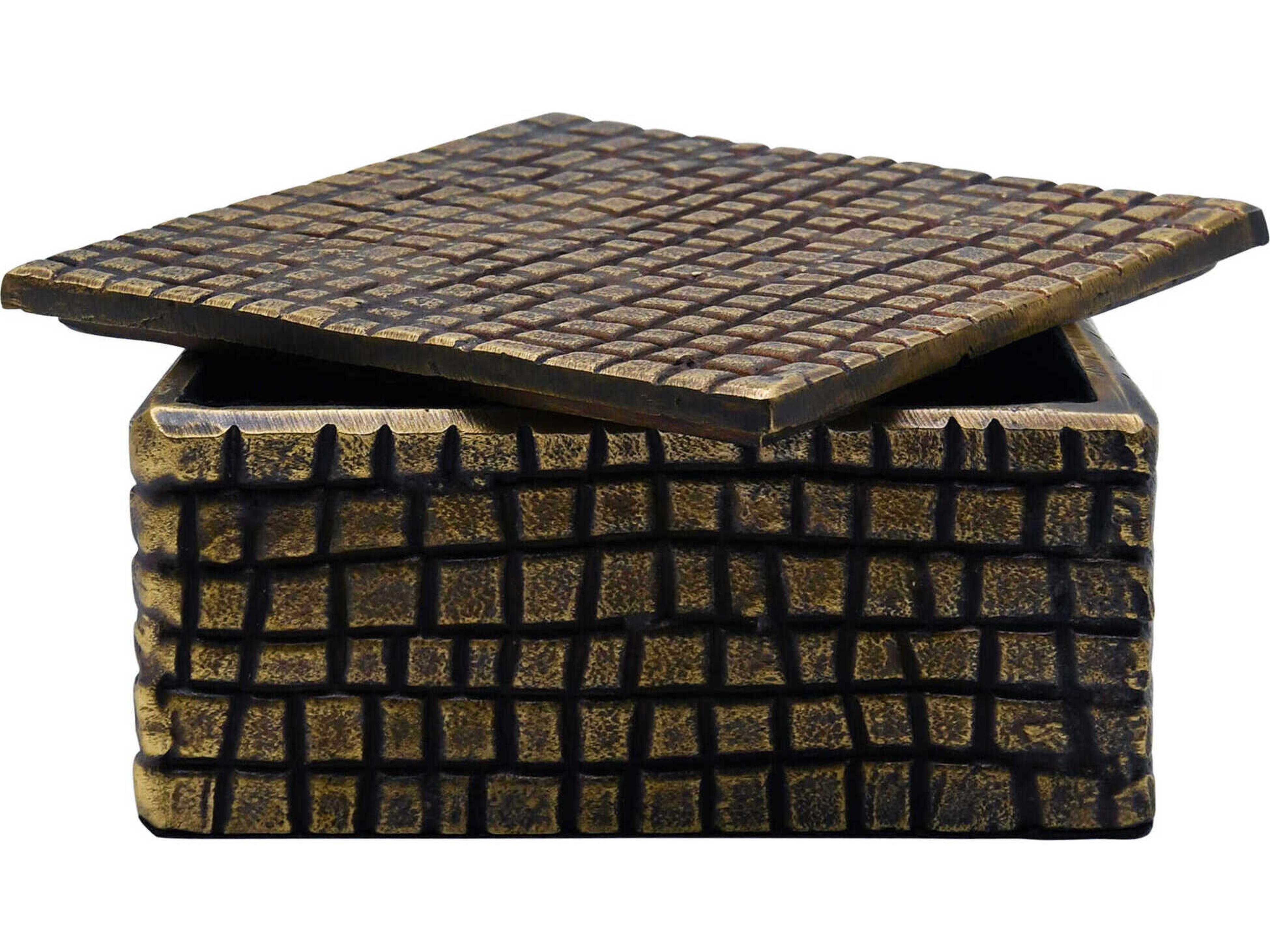 Worlds Away Reptile Texture Small Brass Aluminum Box