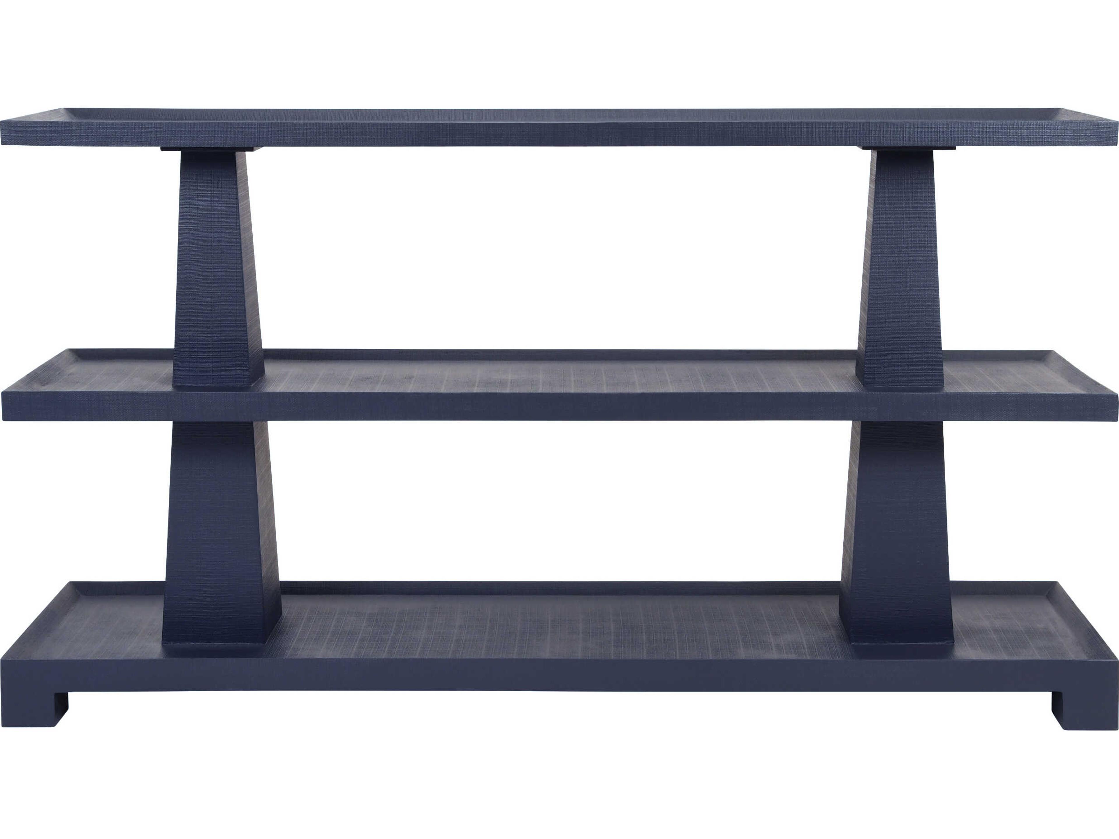 Worlds Away Lowen Rectangular Wood Blue Console Table