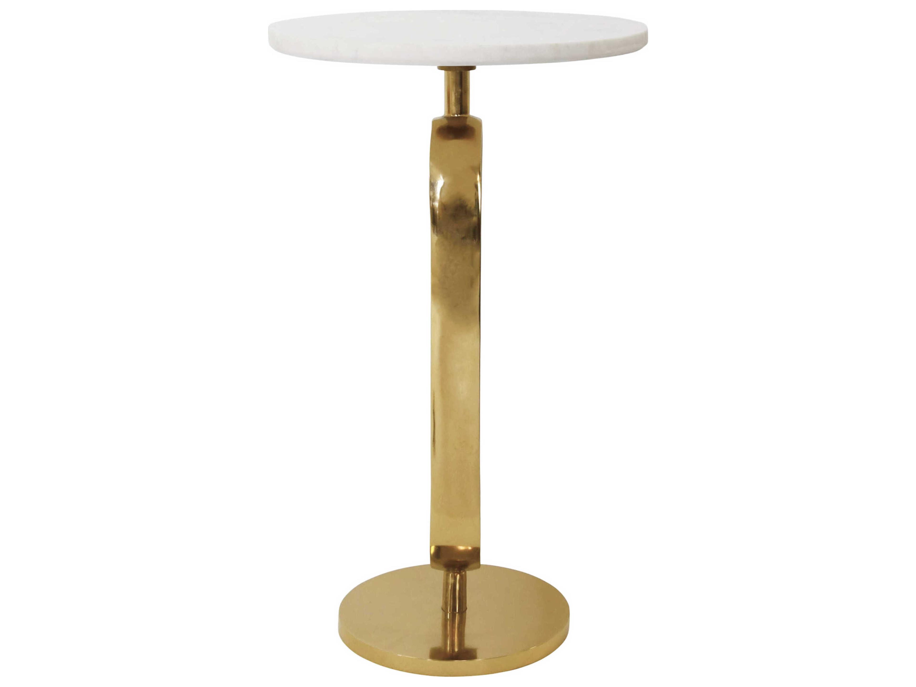 Worlds Away Round Marble Brass White End Table
