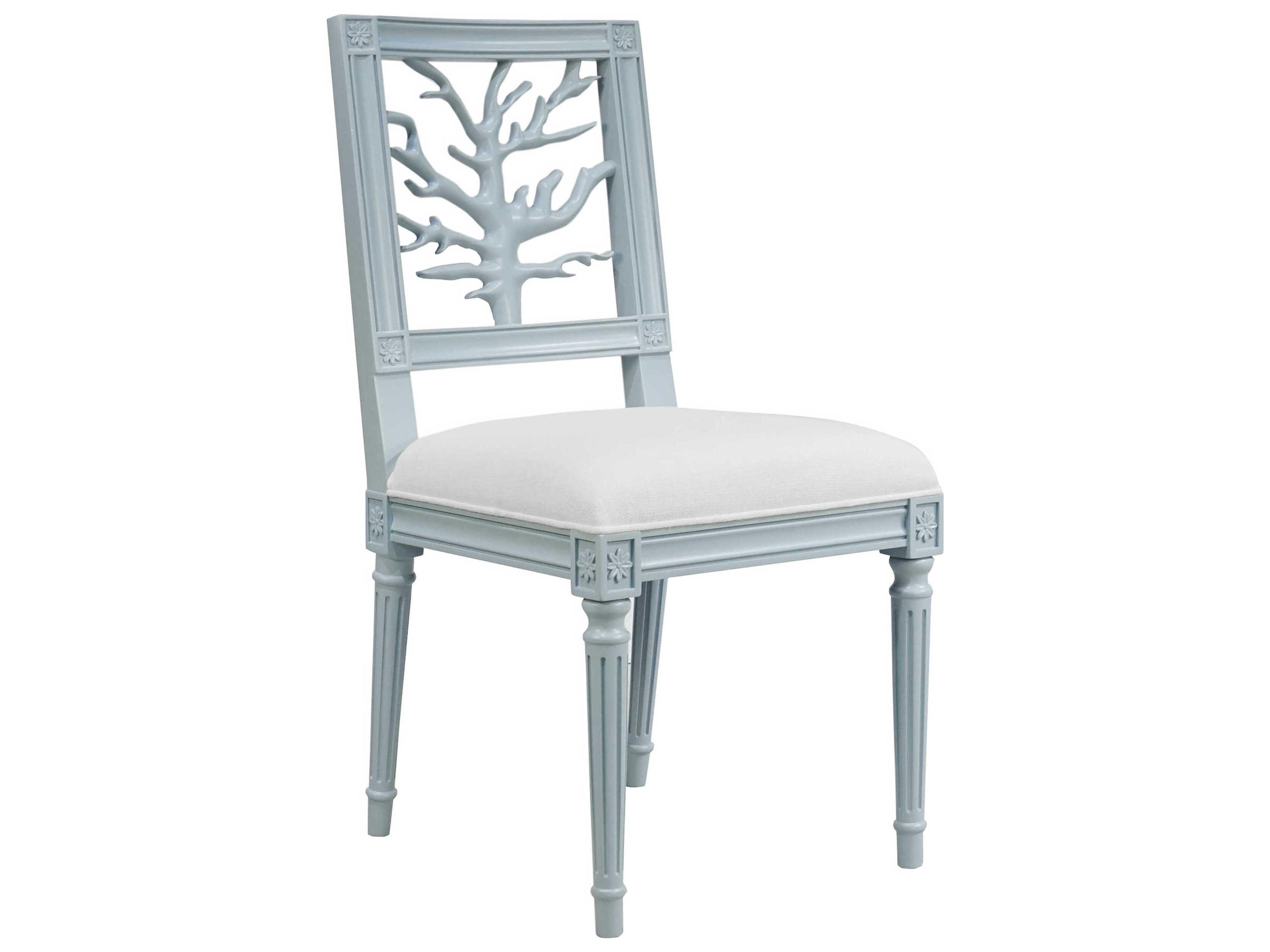 Blue Upholstered Side Dining Chair