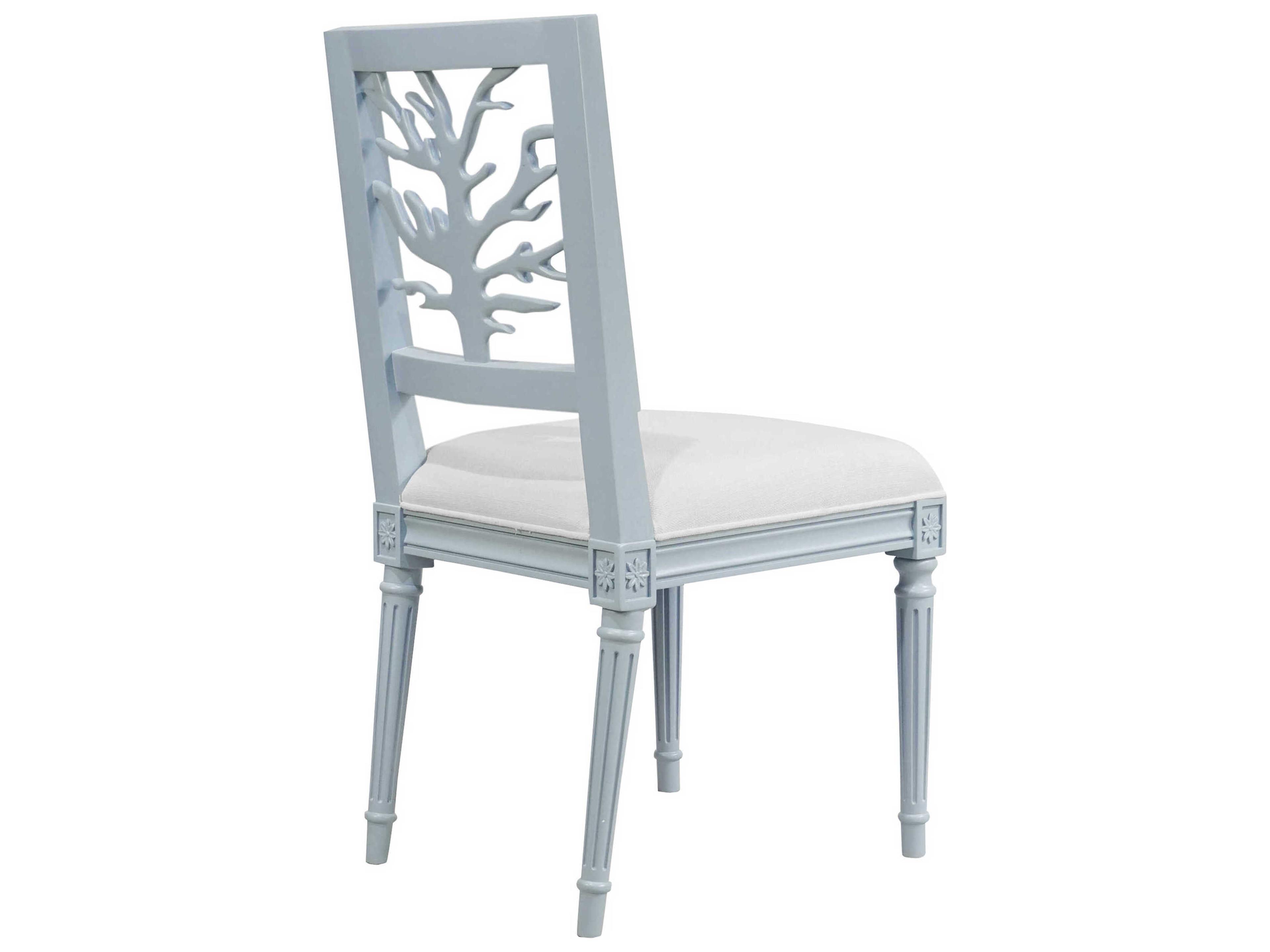 Worlds Away Blue Upholstered Side Dining Chair
