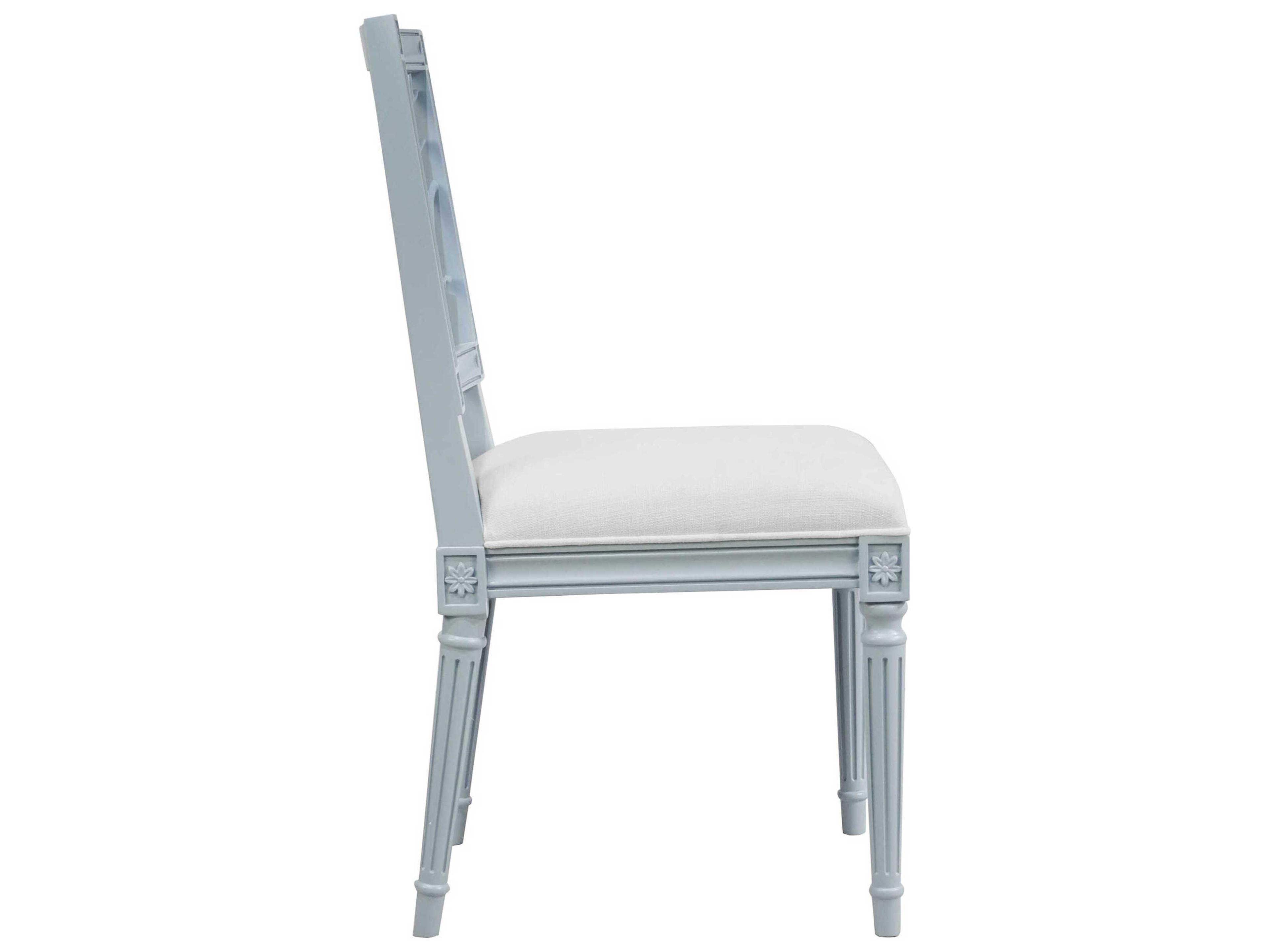 Worlds Away Blue Upholstered Side Dining Chair