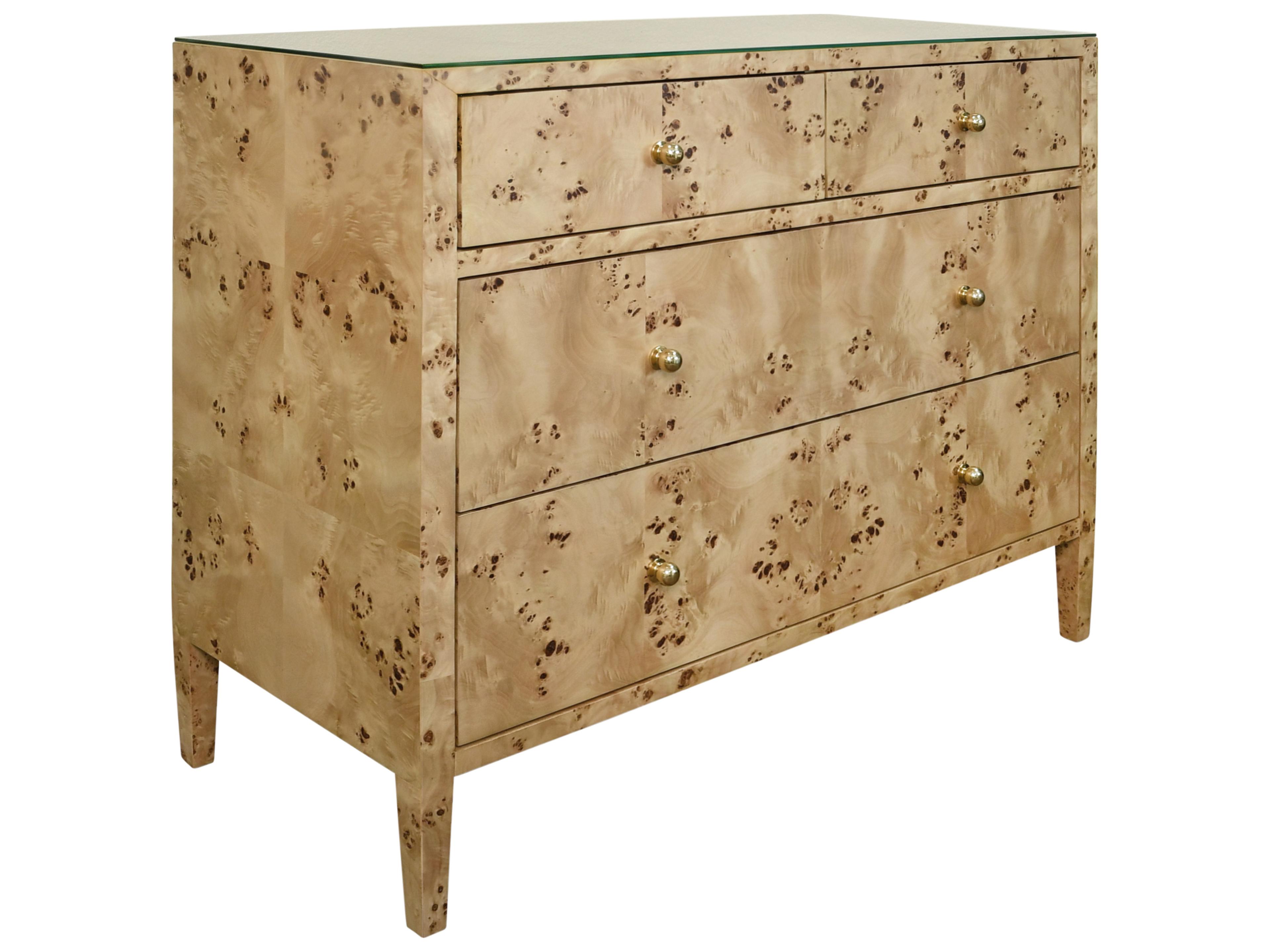 4-Drawers Brown Burlwood Dresser