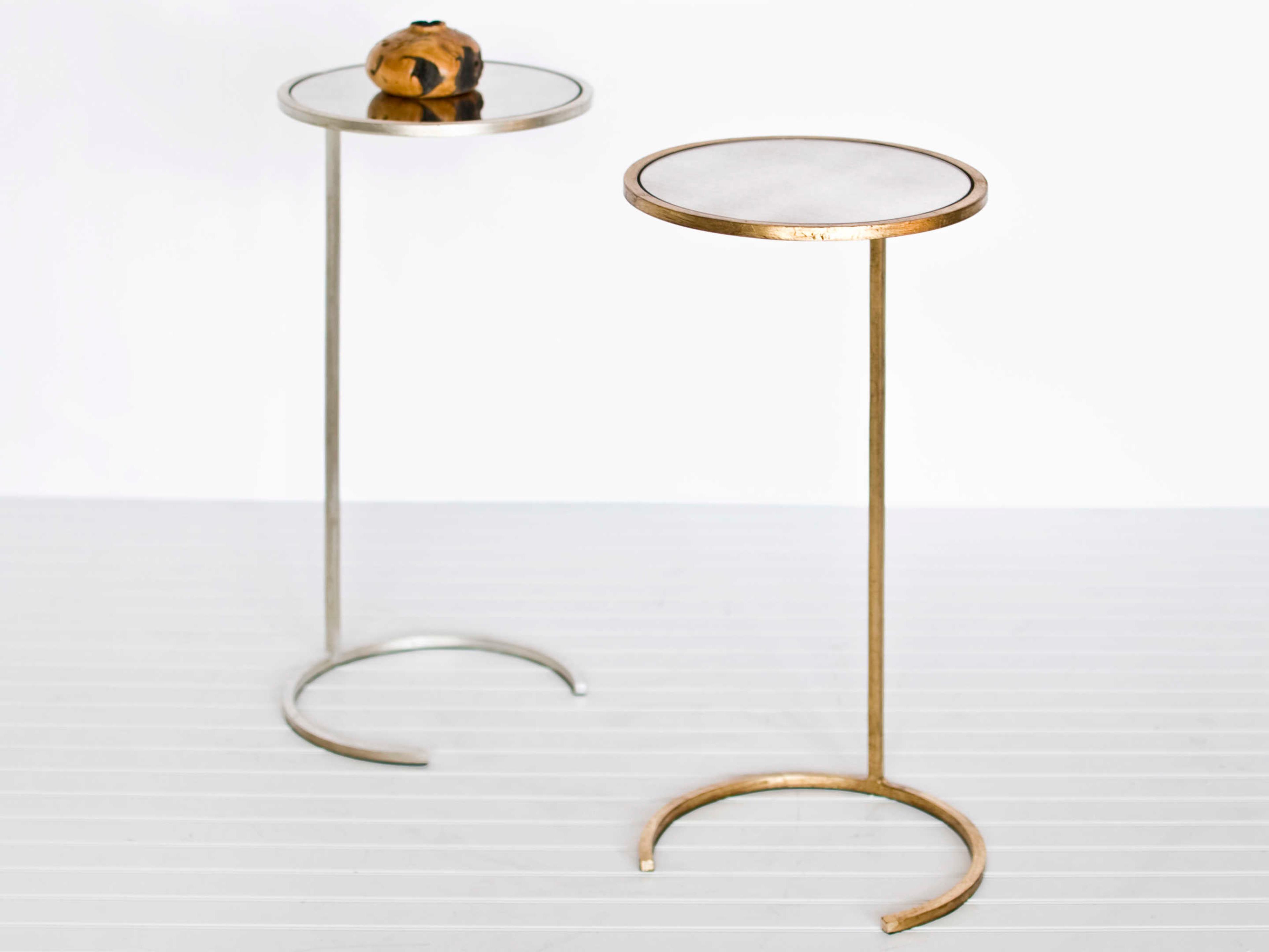 Worlds Away Round Glass End Table