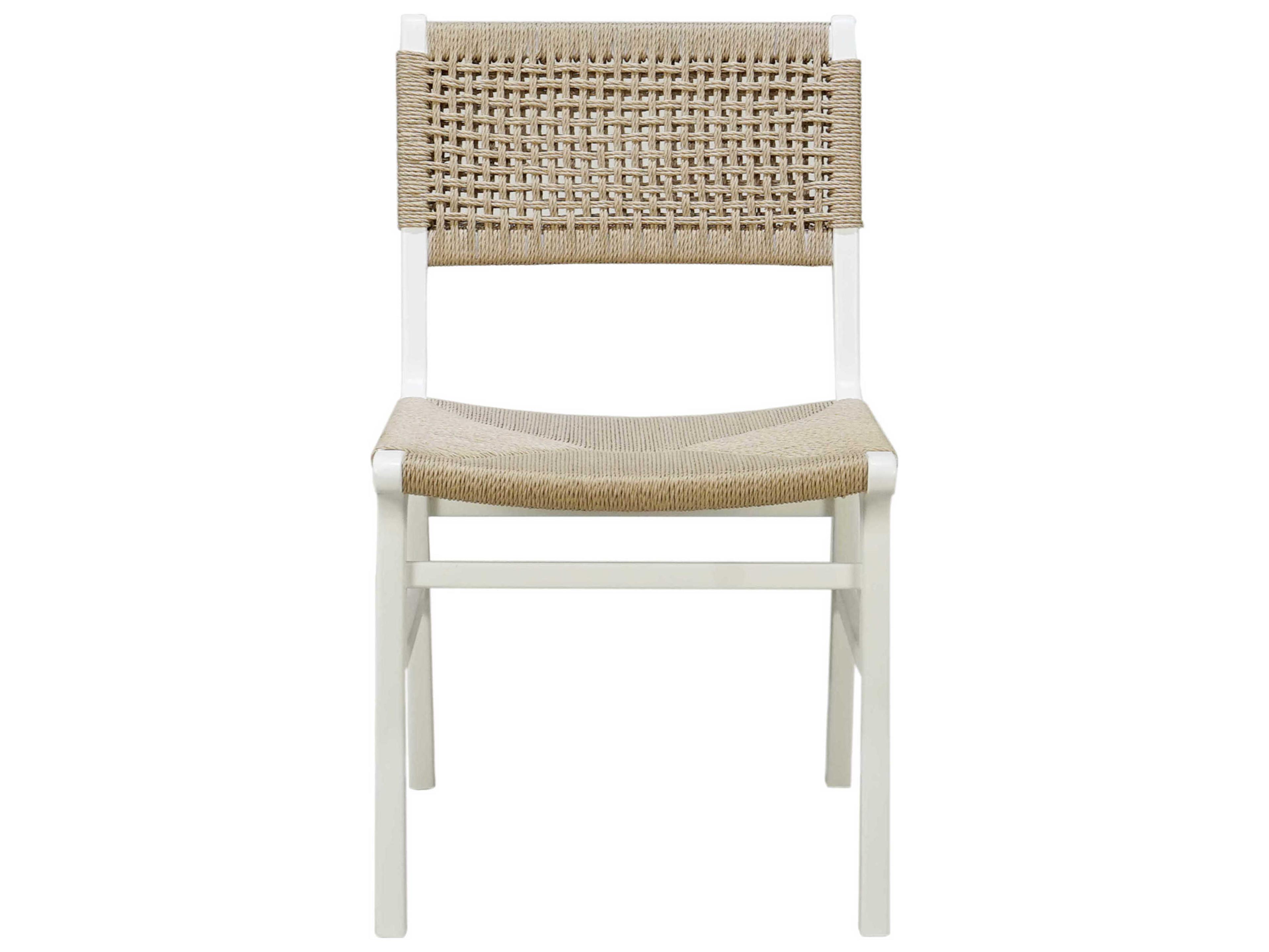 Worlds Away Hardwood White Side Dining Chair