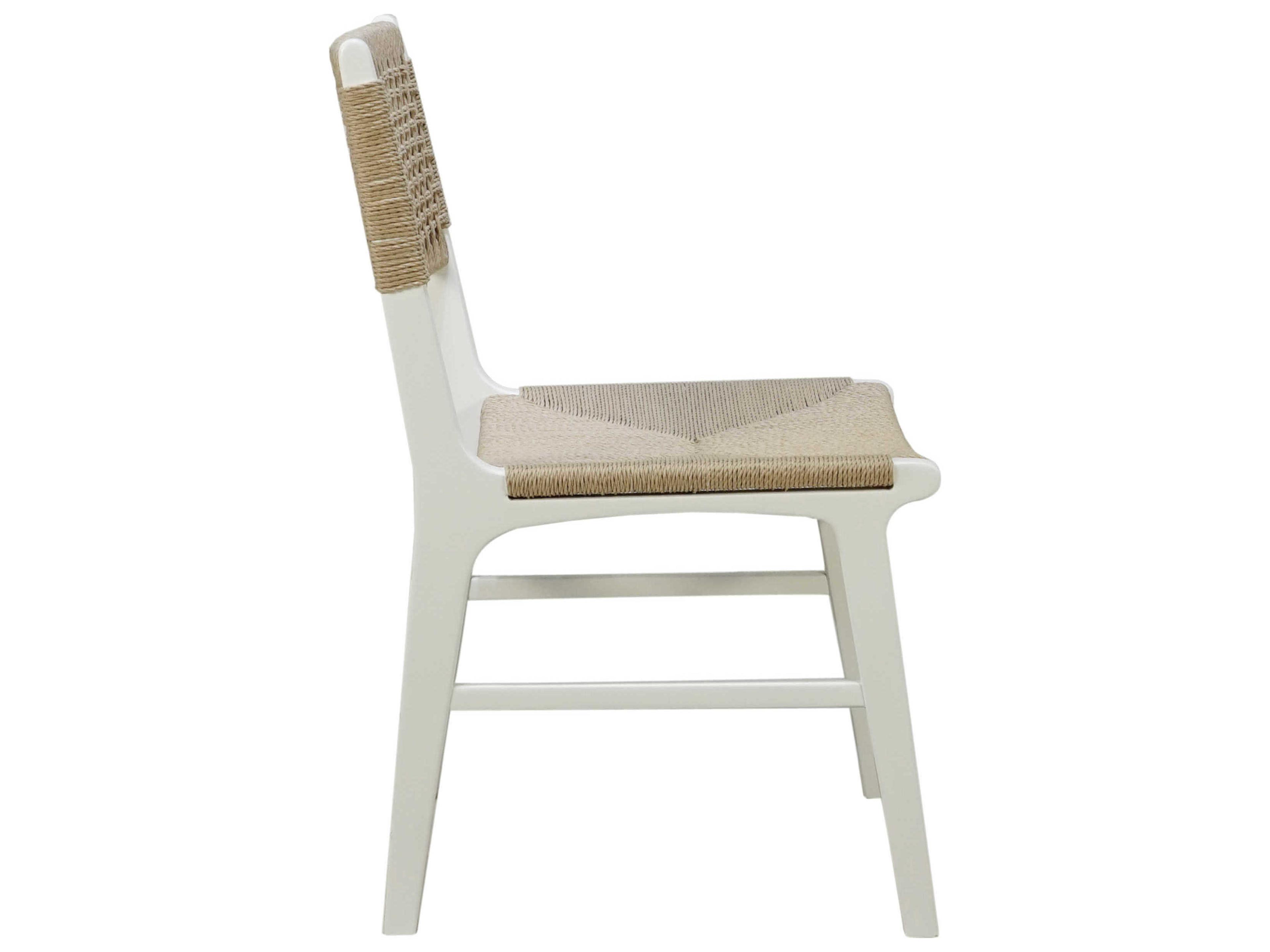 Worlds Away Hardwood White Side Dining Chair