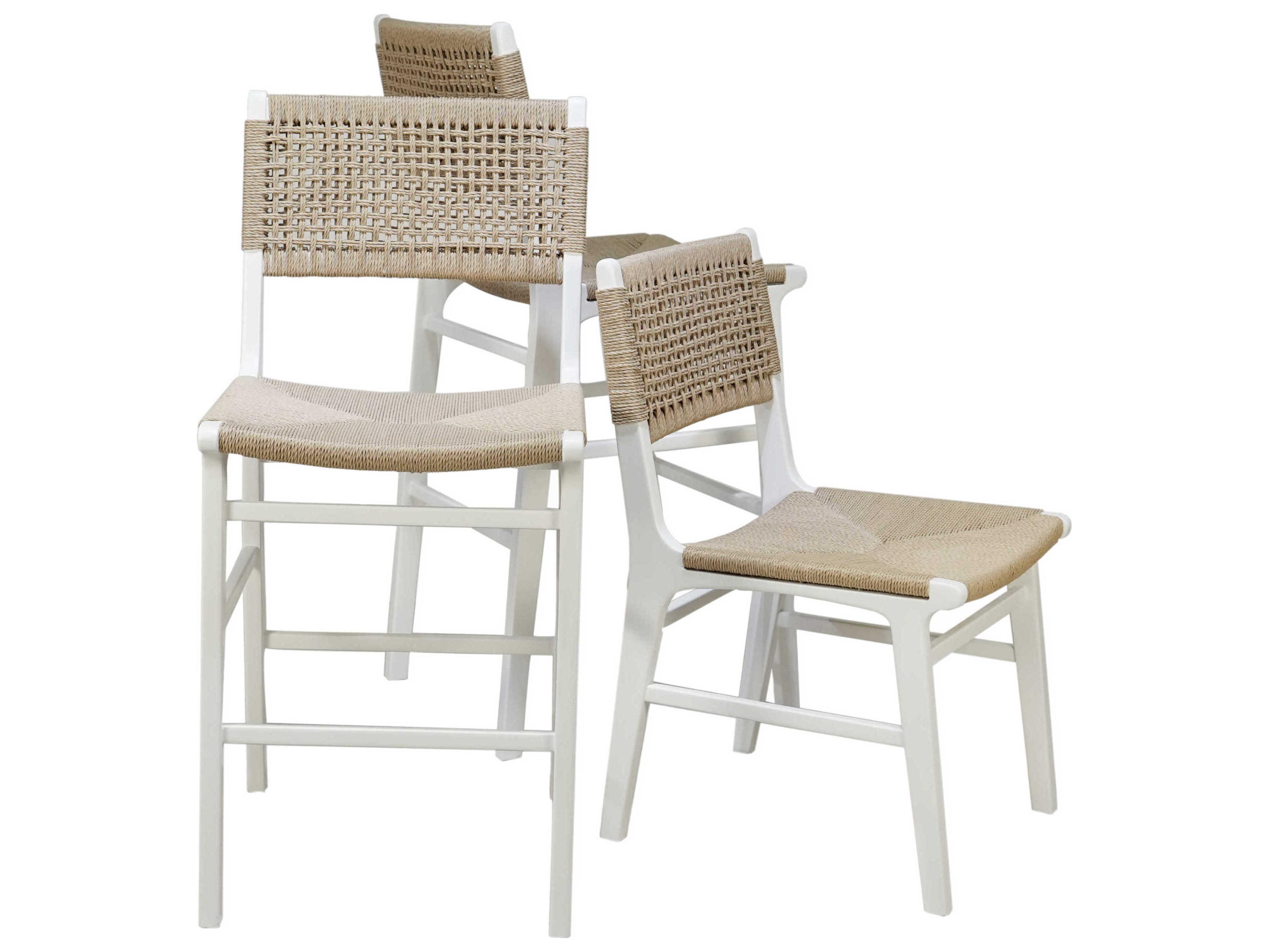 Worlds Away Hardwood White Side Dining Chair