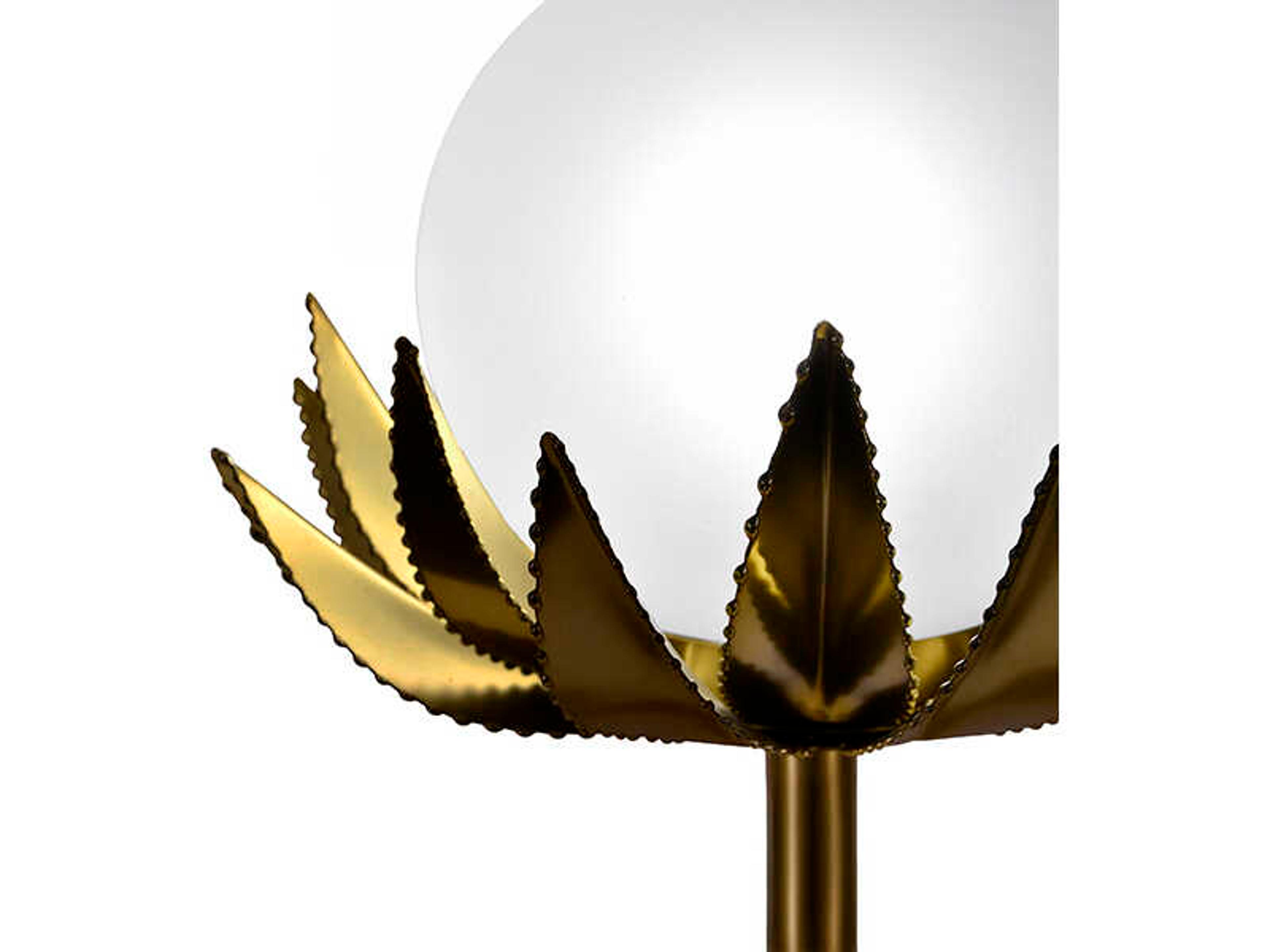 Worlds Away Moxie Pal Leaf Brass Table Lamp
