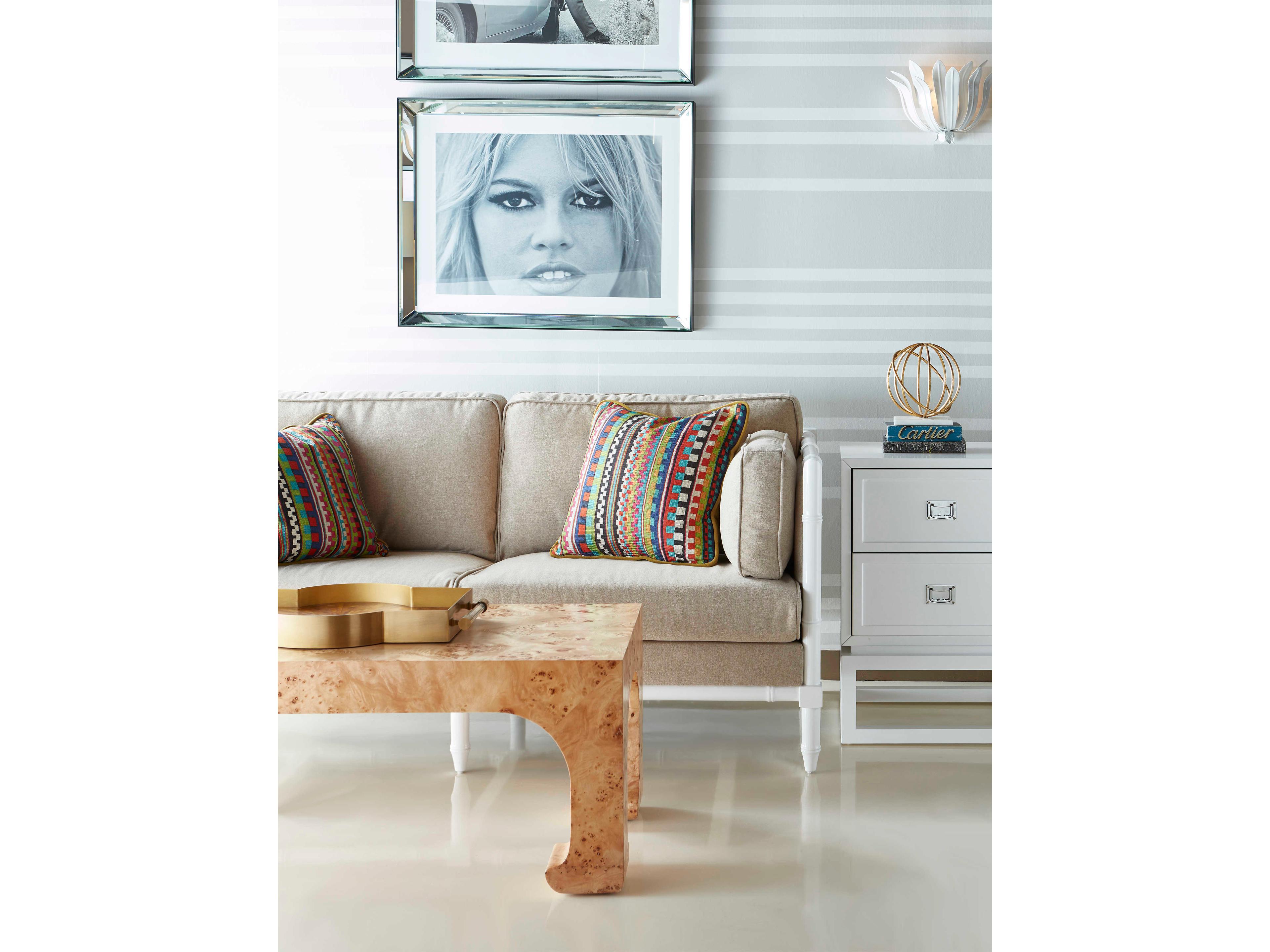 Worlds Away Rectangular Matte Burl Wood Coffee Table