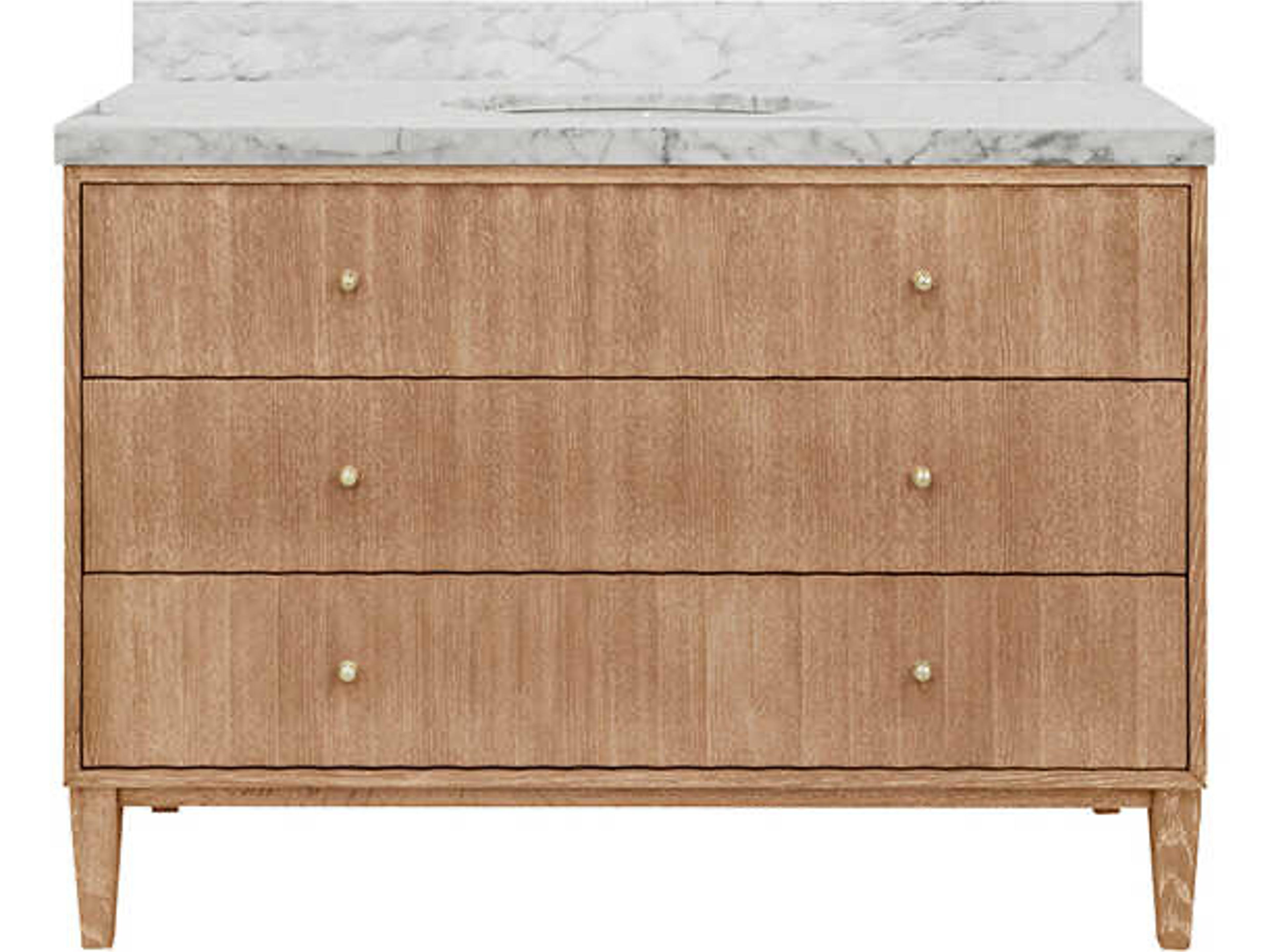 Worlds Away Odin Brown Vanity With White Marble Top Porcelain Sink