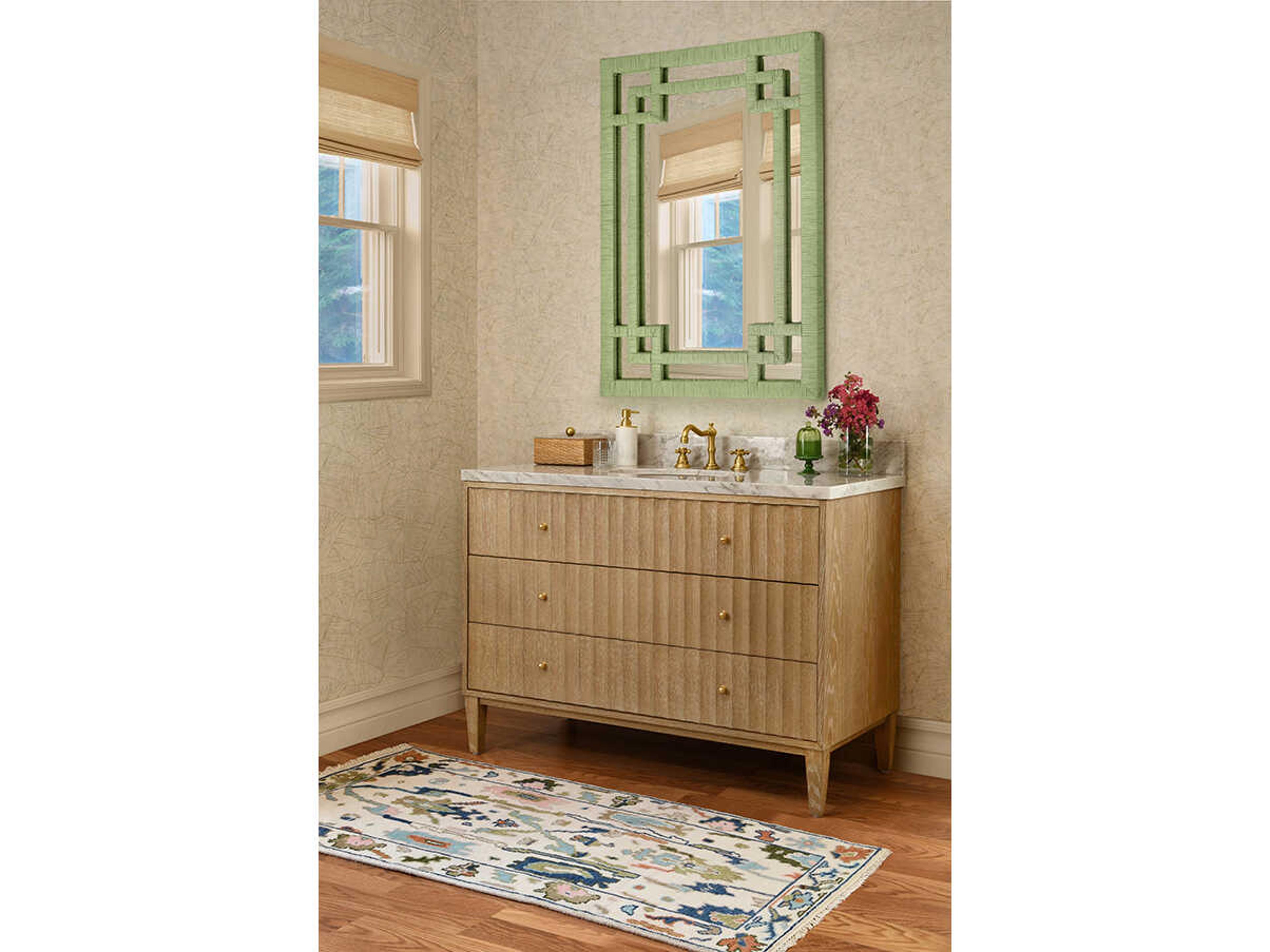 Worlds Away Odin Brown Vanity With White Marble Top Porcelain Sink