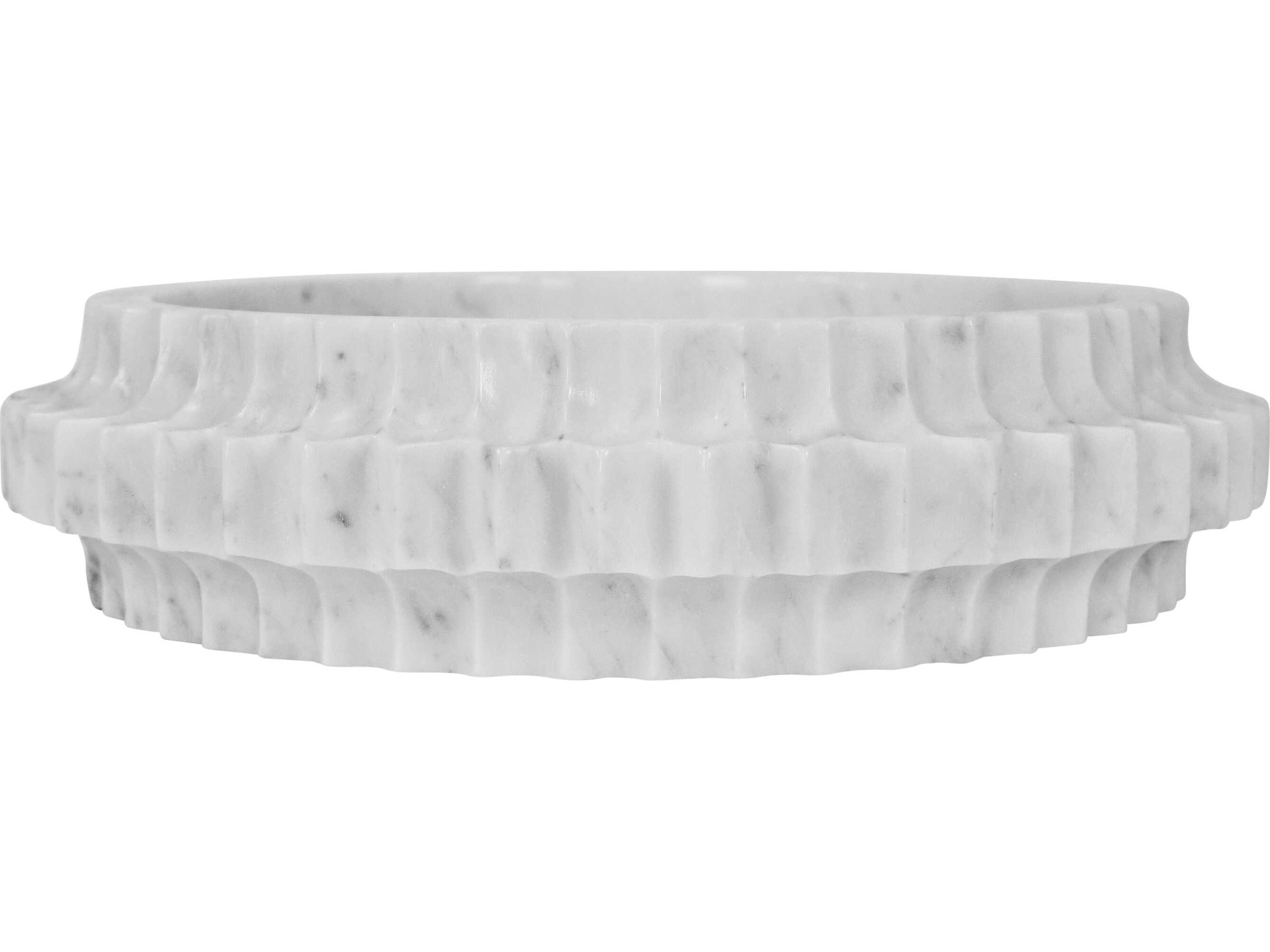 Worlds Away Olin Round Marble Serving Tray With Carved Edges