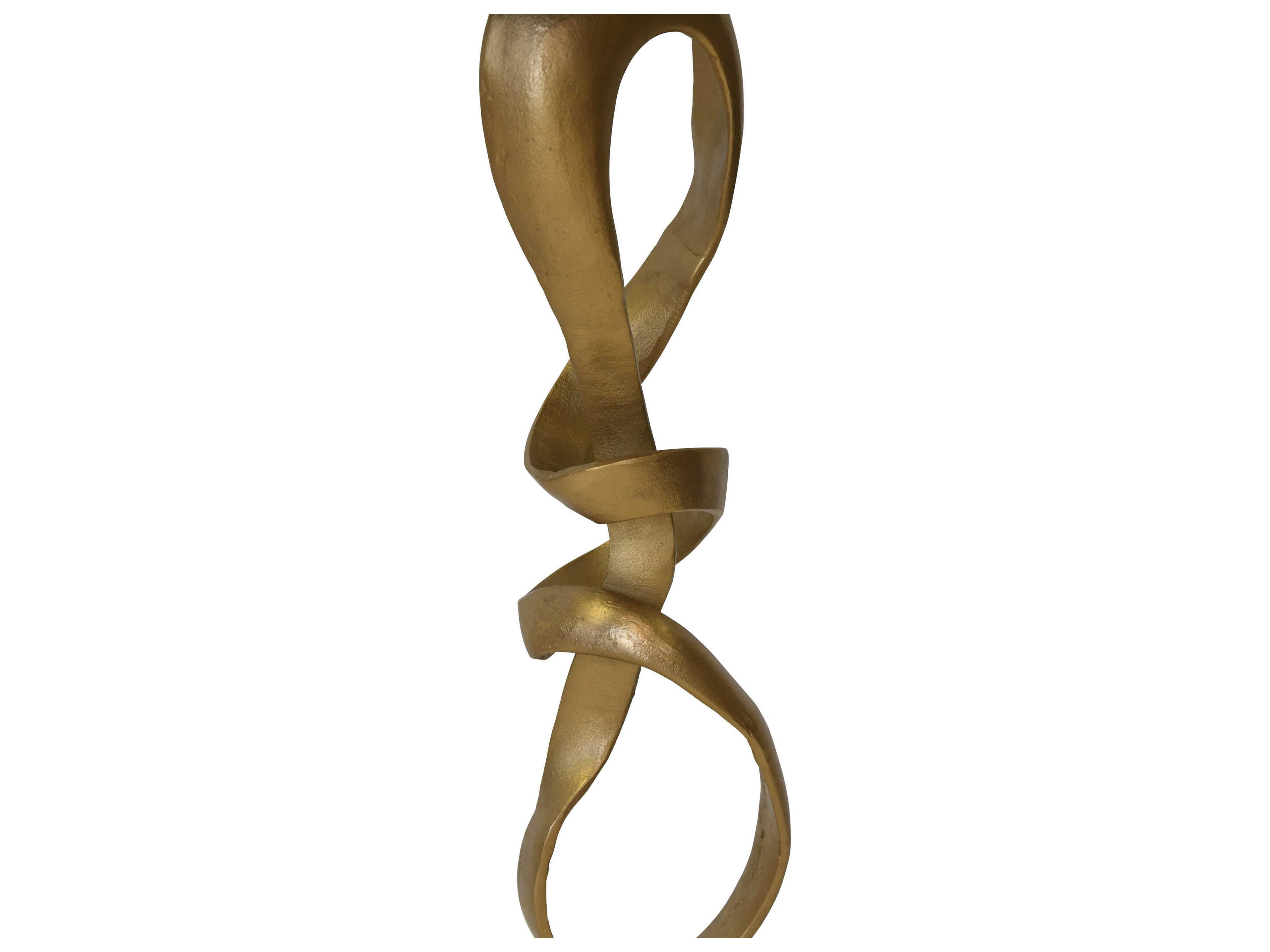 Worlds Away Sculptural Loop Round Mirror Antique Brass End Table