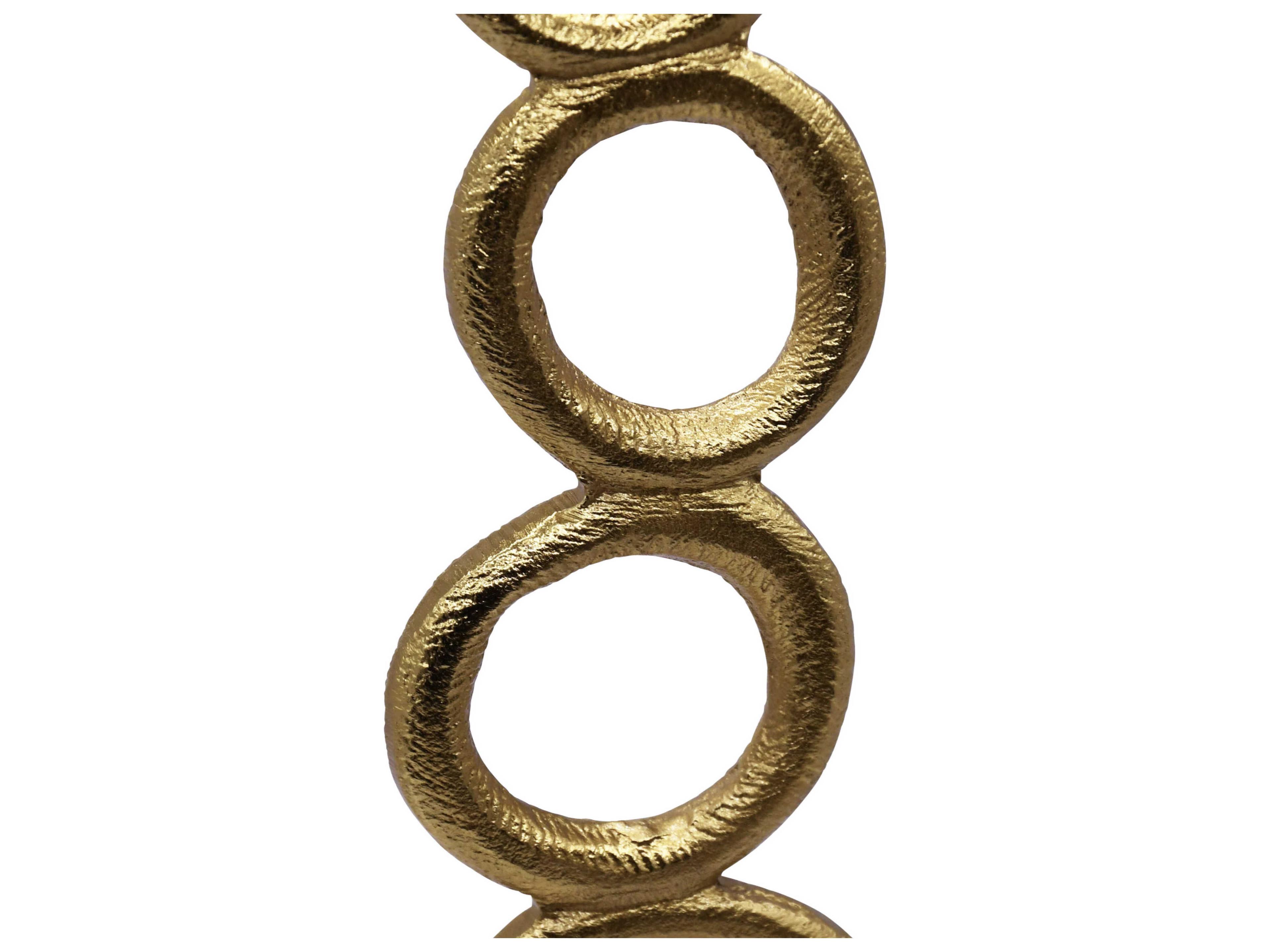 Worlds Away Stacked Circle Textured Brass White Marble Sculpture