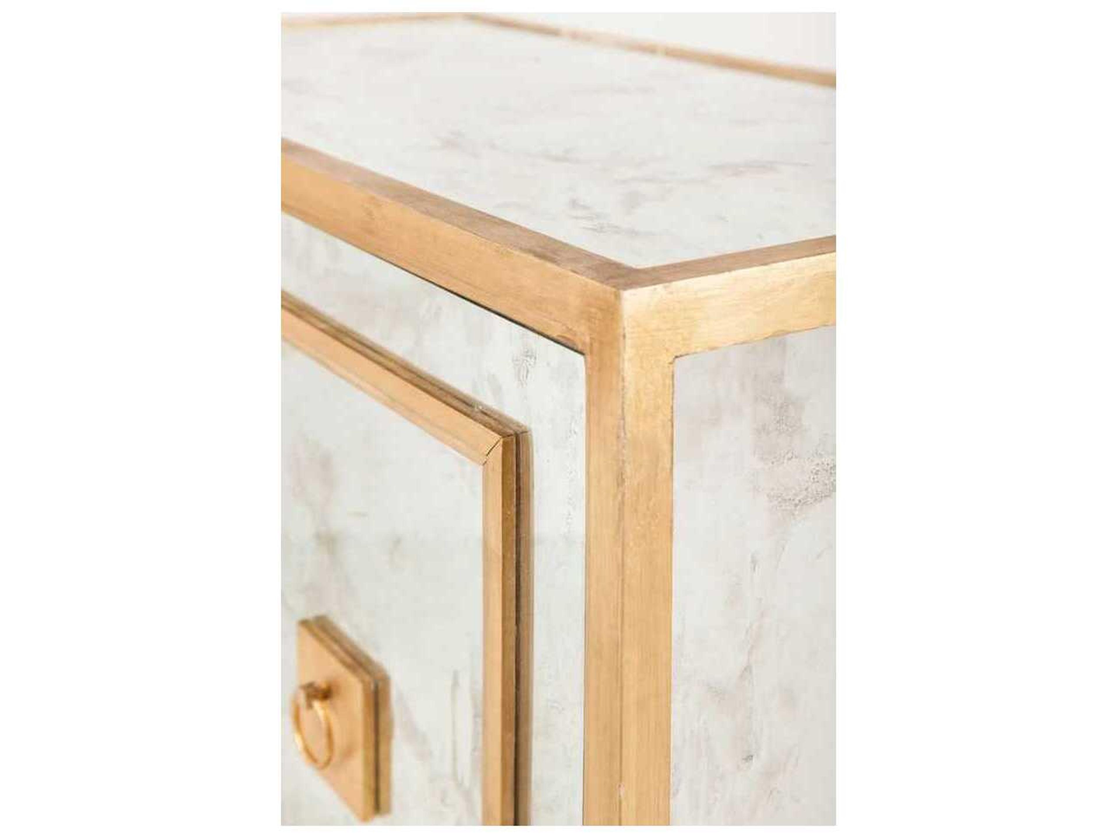 Worlds Away Gold Antique Mirror Accent Chest