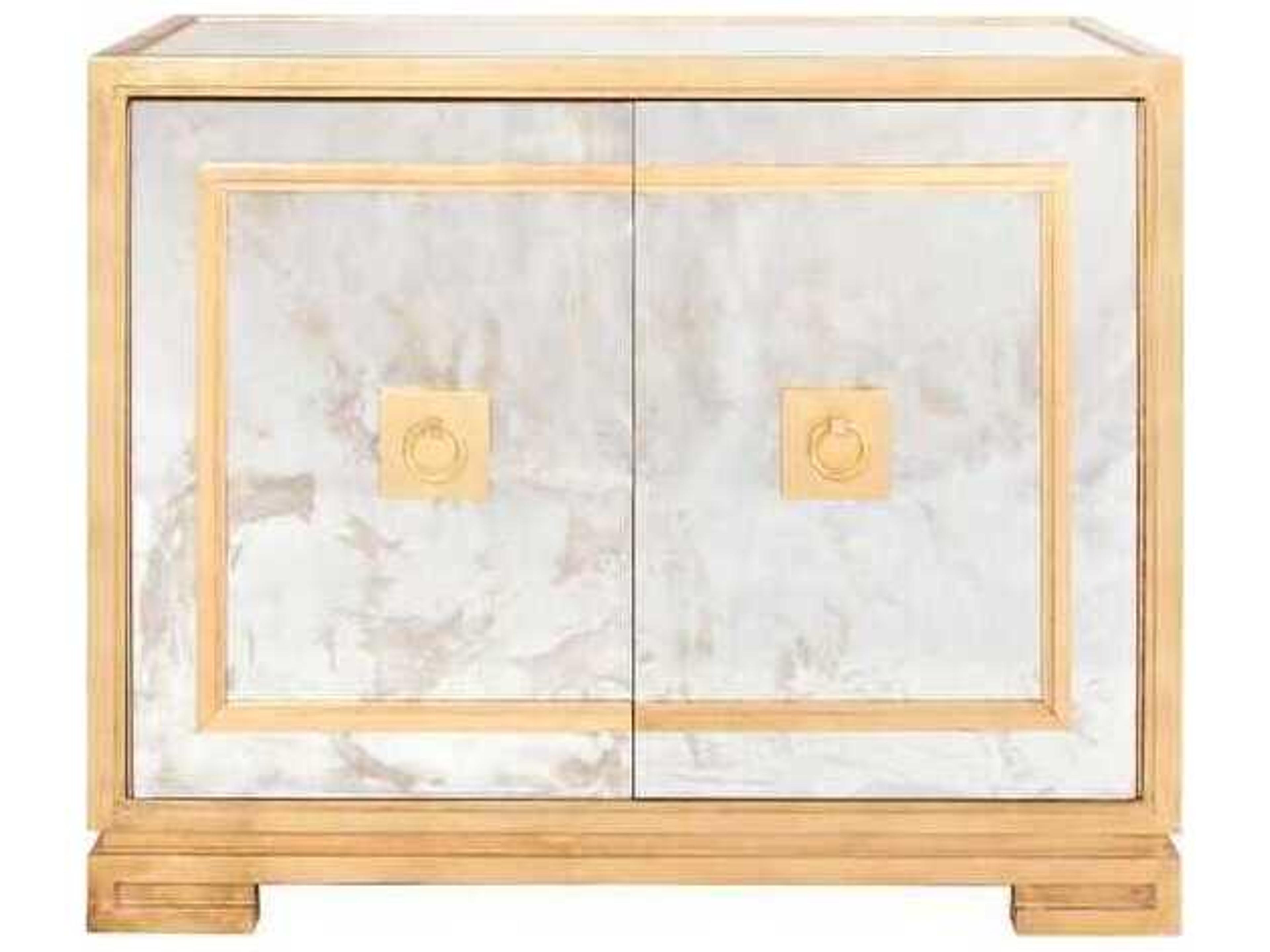 Worlds Away Gold Antique Mirror Accent Chest