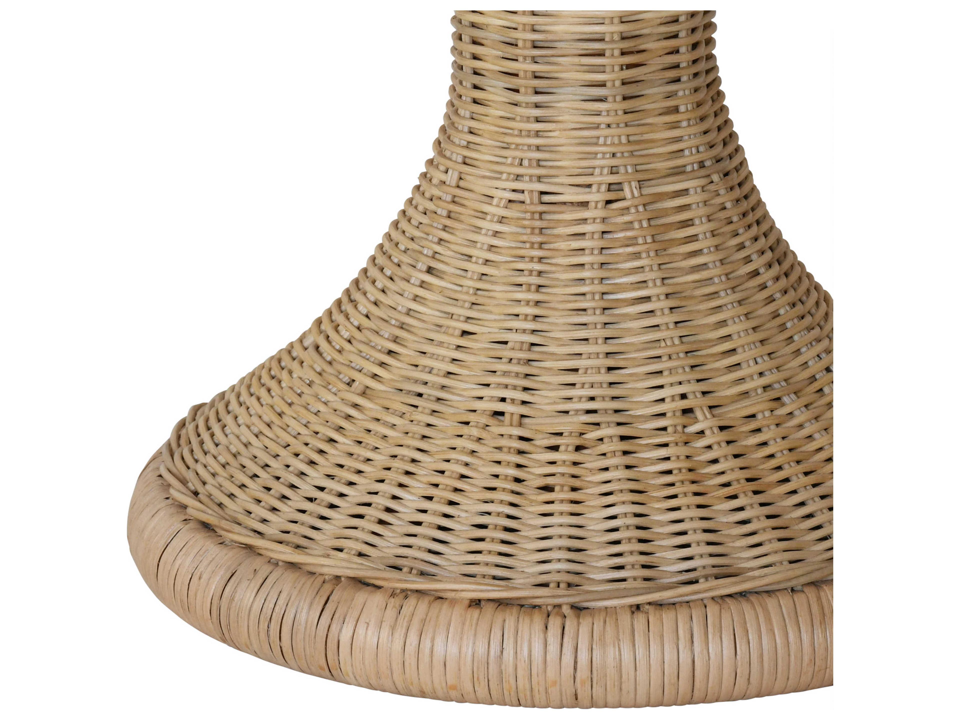 Worlds Away Scallop Edge Round Wicker Natural End Table