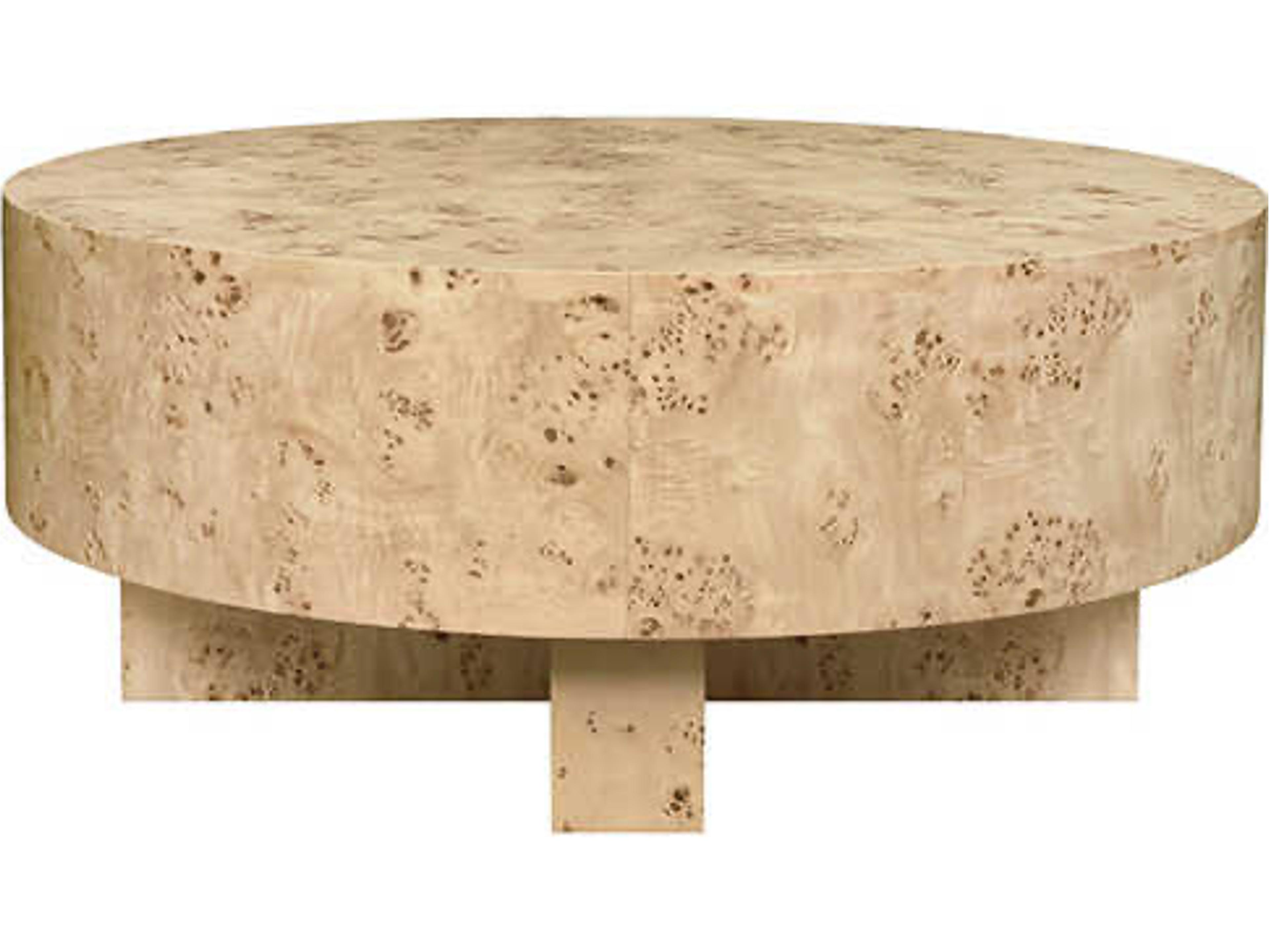 Worlds Away Oslo Round Wood Brown Coffee Table 