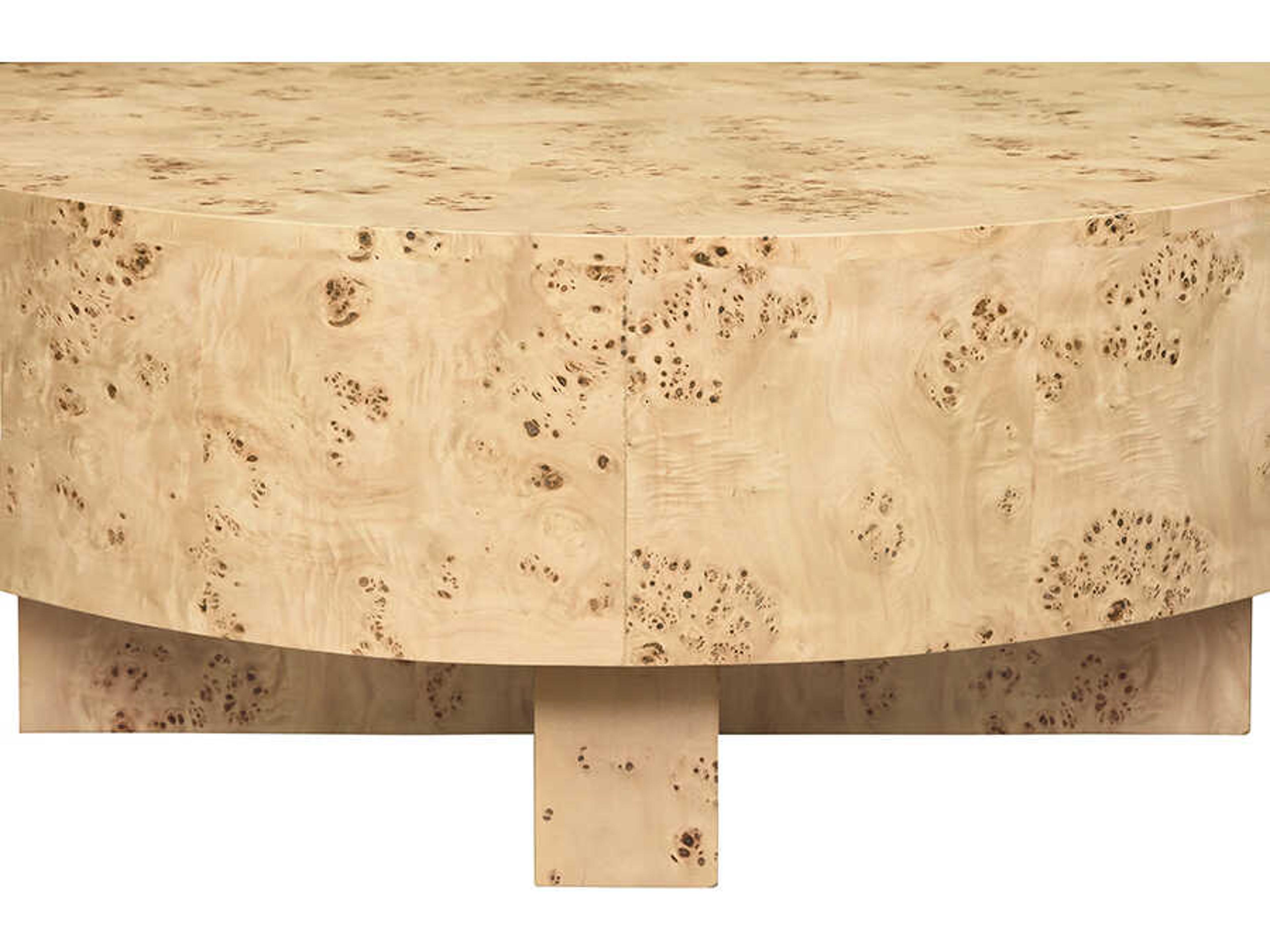 Worlds Away Oslo Round Wood Brown Coffee Table 
