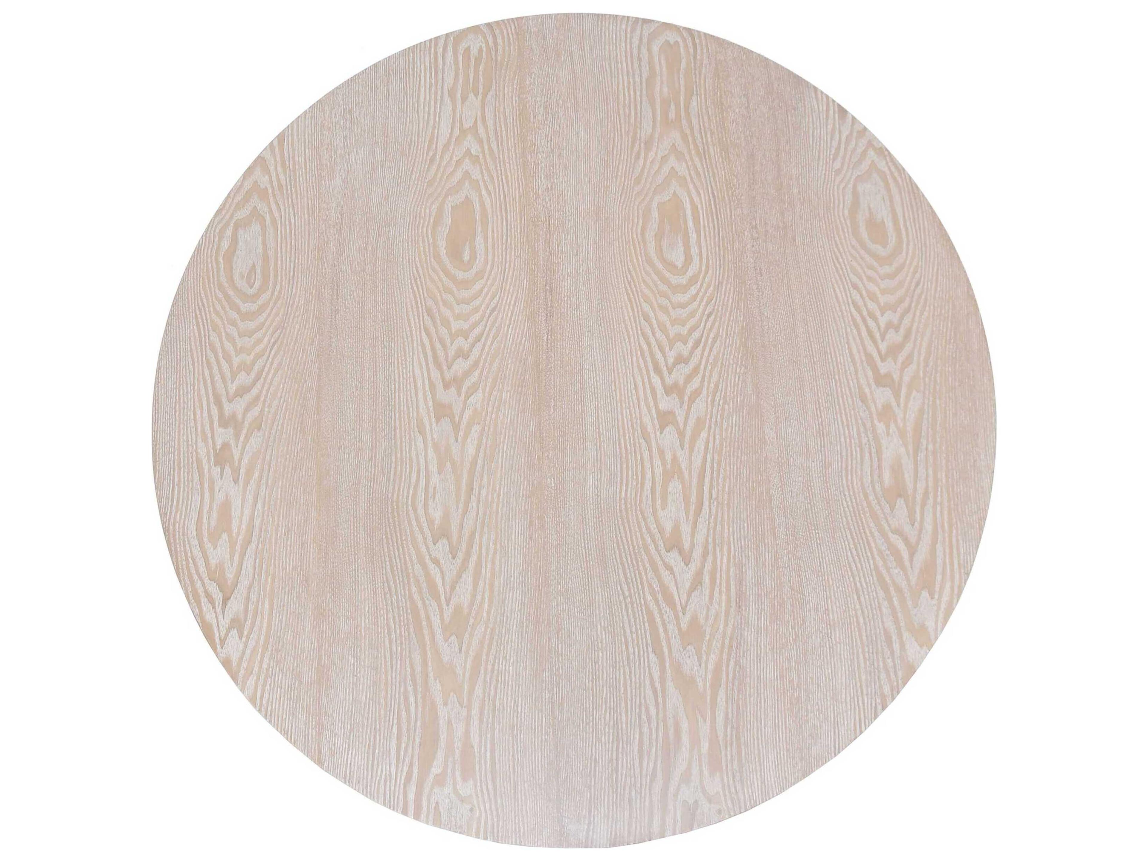 Worlds Away Round Wood Cerused Oak Coffee Table