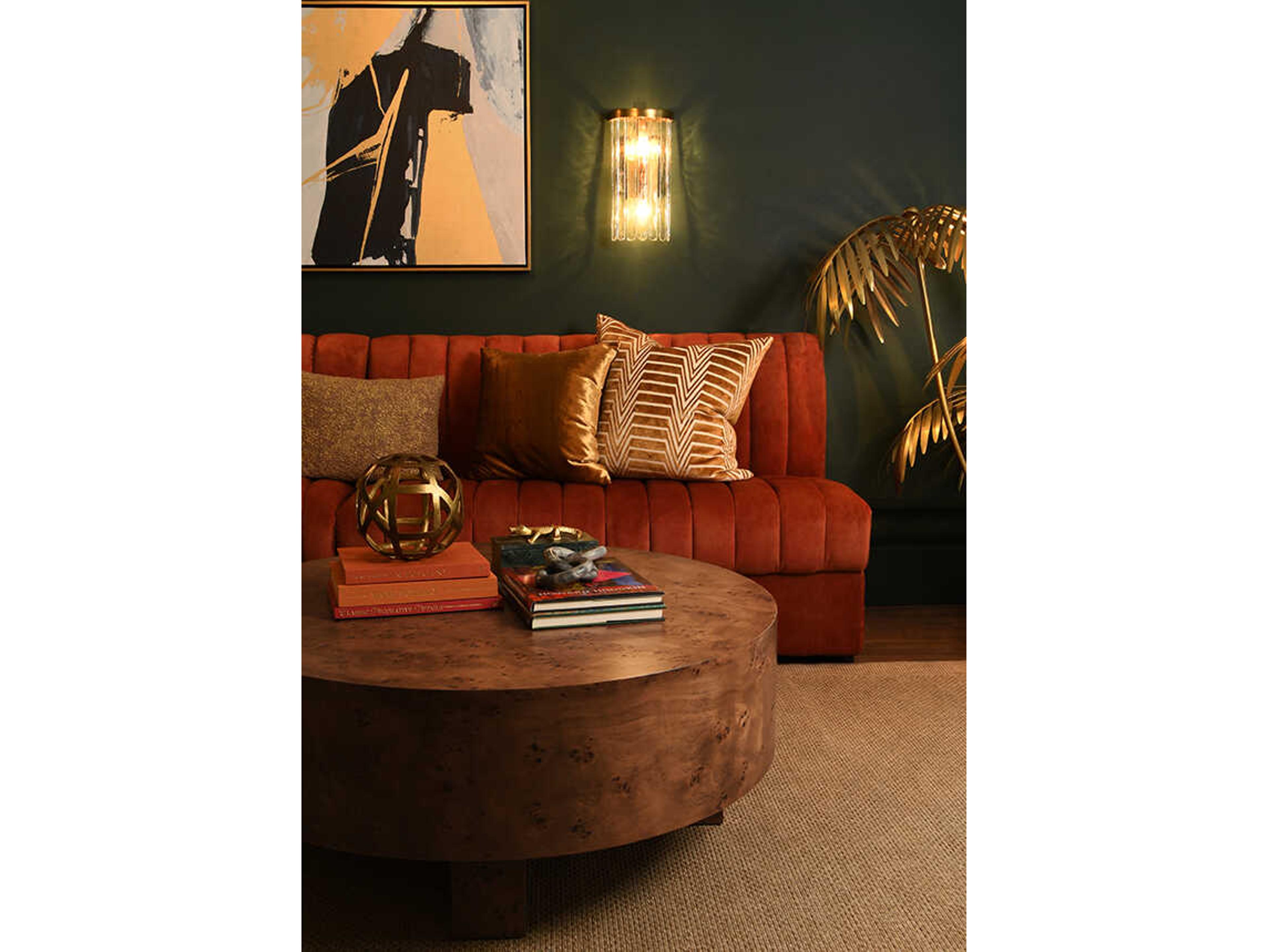 Worlds Away Oslo Round Wood Dark Brown Coffee Table