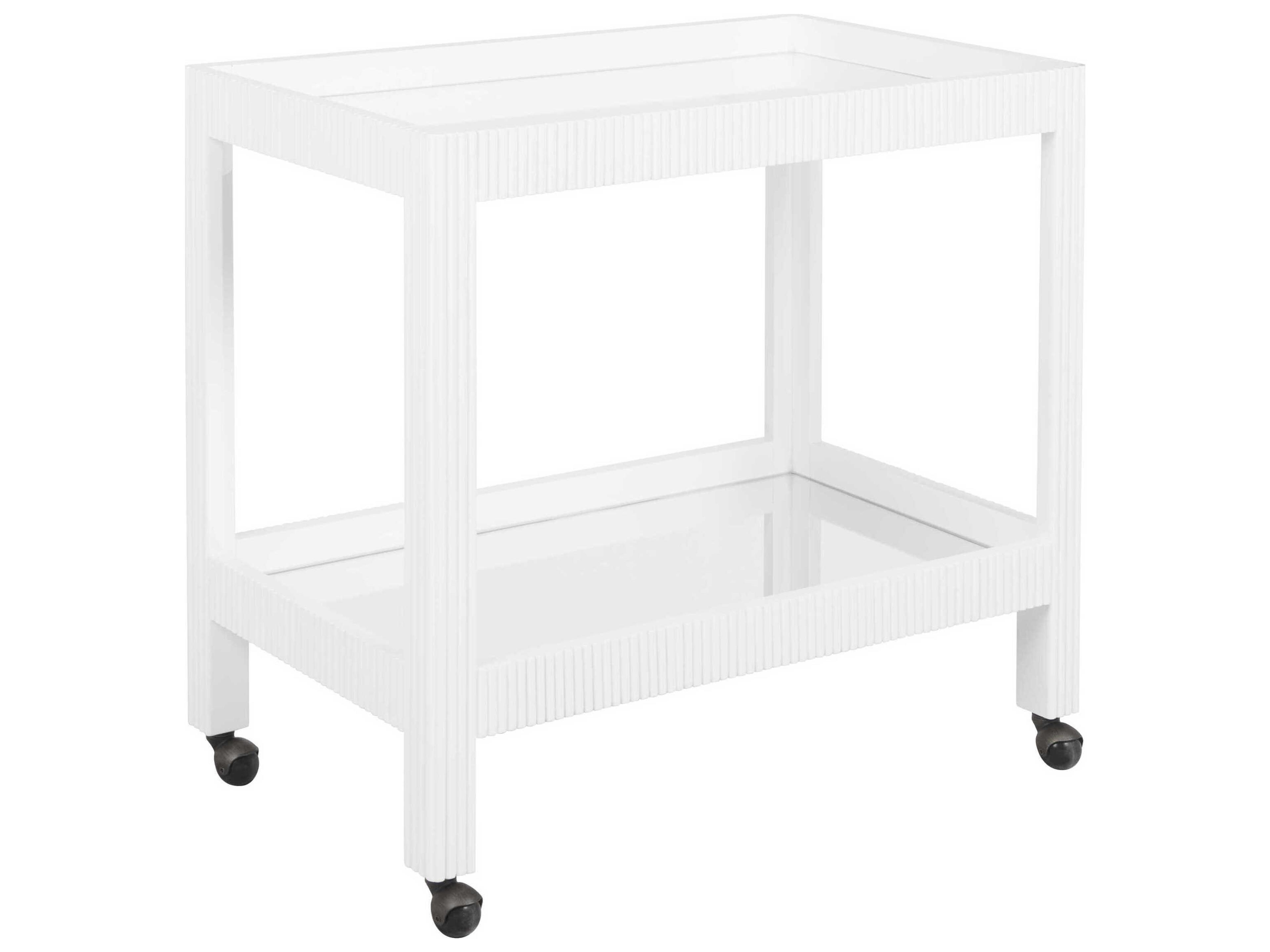 Glass White Washed Oak Bar Cart